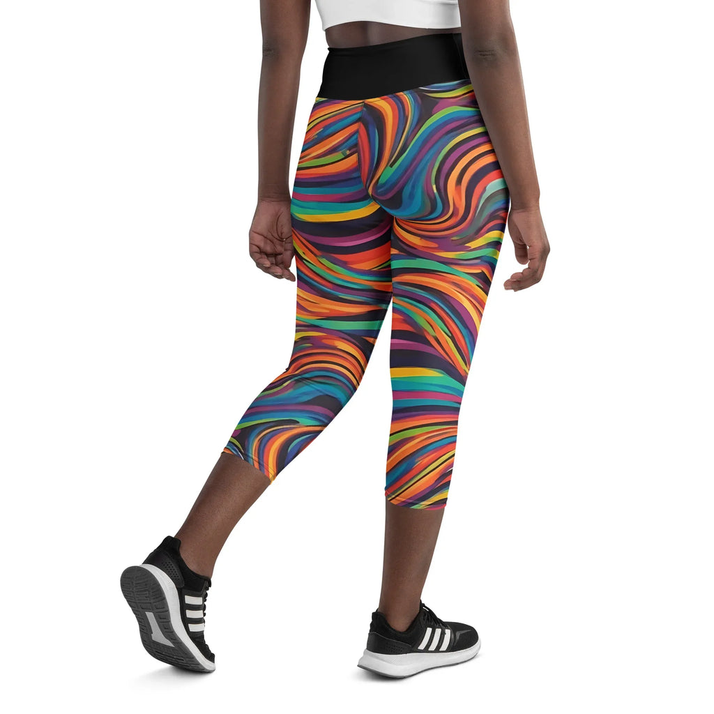 Yoga Capri Leggings Yoga Leggings AwRans Clothing all-over-print-yoga-capri-leggings-white-back-687db52c02a86