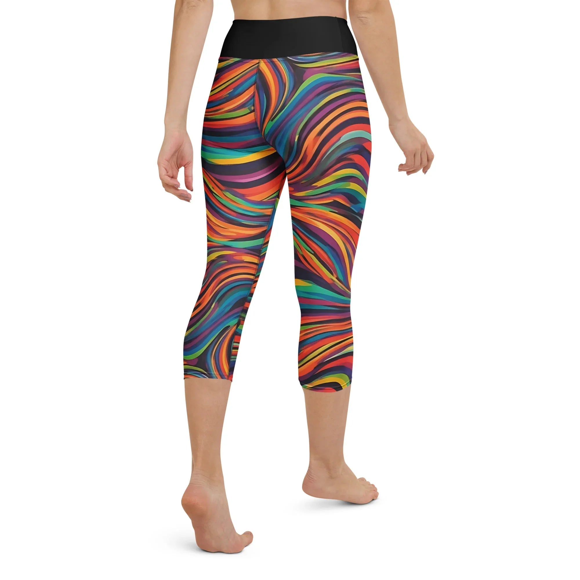 Yoga Capri Leggings Yoga Leggings AwRans Clothing all-over-print-yoga-capri-leggings-white-back-687db52c03035