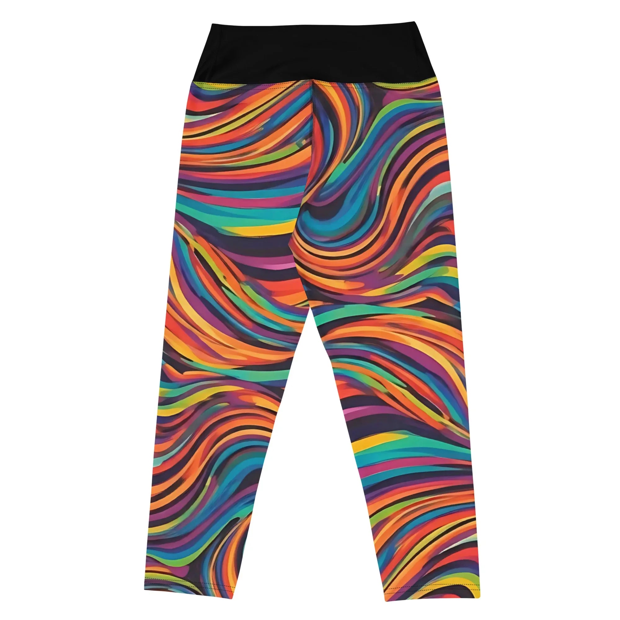 Yoga Capri Leggings Yoga Leggings AwRans Clothing all-over-print-yoga-capri-leggings-white-back-687db52c03468