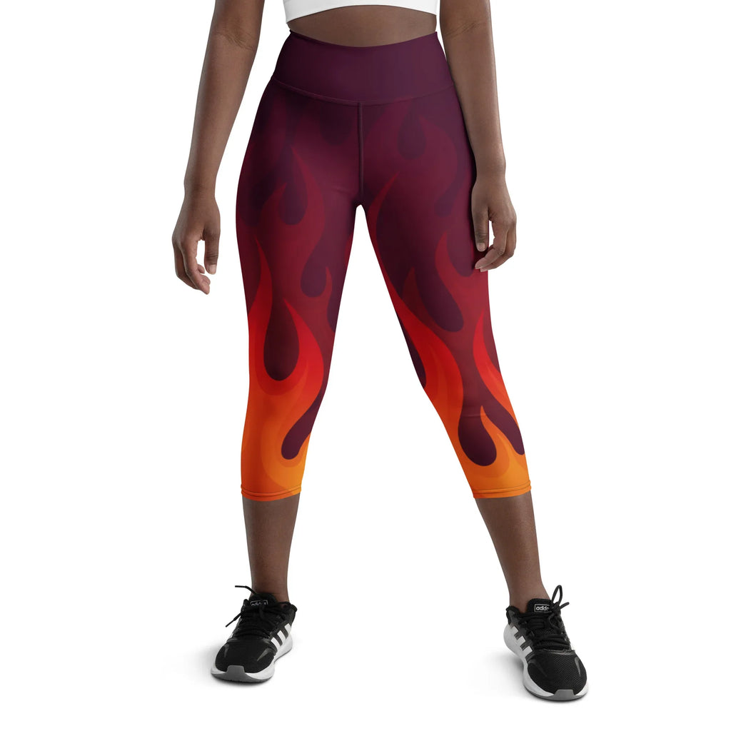 Yoga Capri Leggings Yoga Leggings AwRans Clothing all-over-print-yoga-capri-leggings-white-front-687b4dc473d91