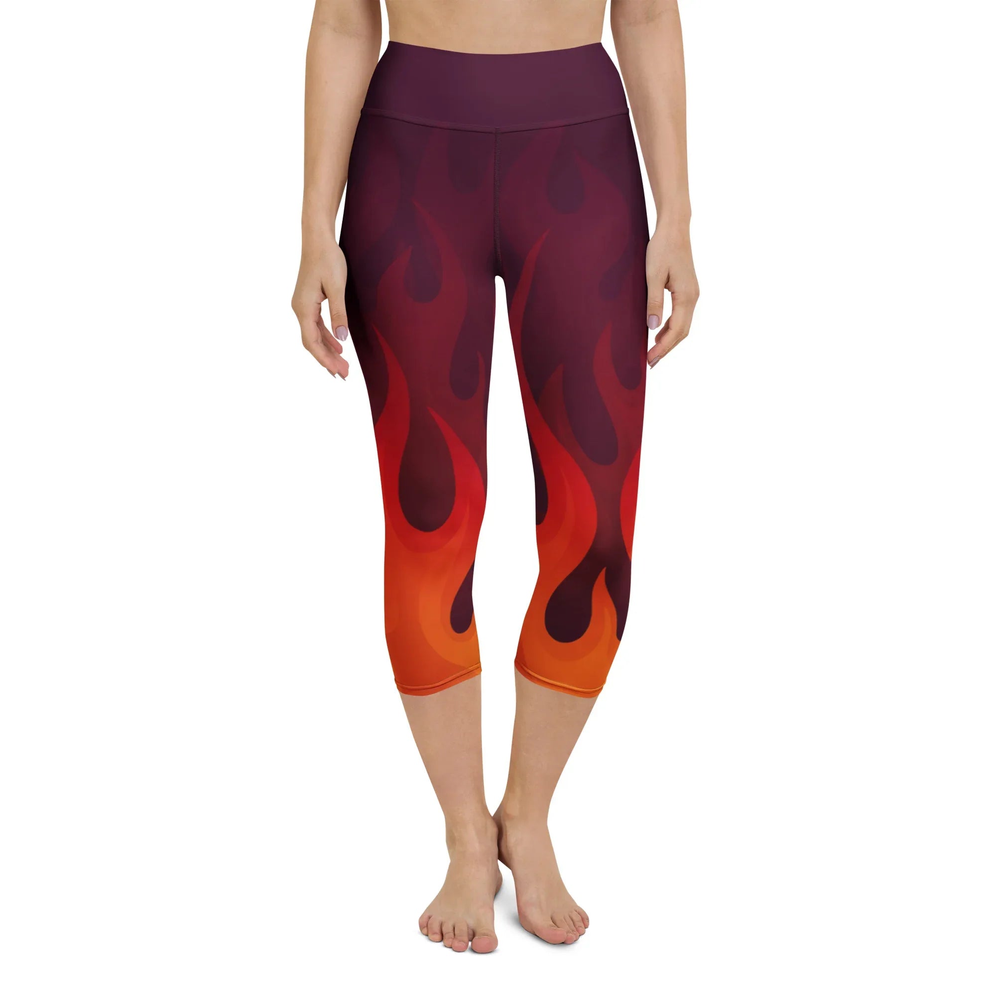Yoga Capri Leggings Yoga Leggings AwRans Clothing all-over-print-yoga-capri-leggings-white-front-687b4dc4741c8