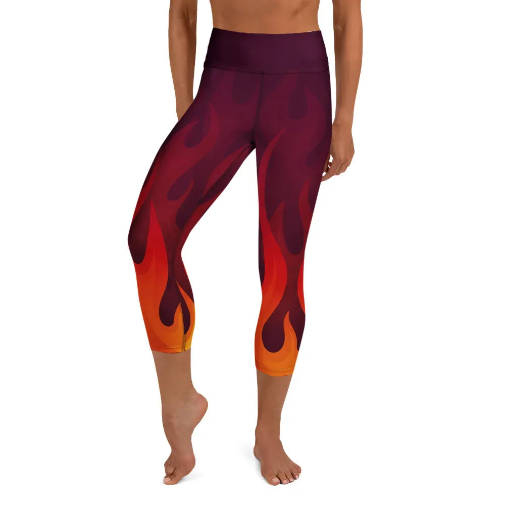 Yoga Capri Leggings Yoga Leggings AwRans Clothing all-over-print-yoga-capri-leggings-white-front-687b4dc47431a