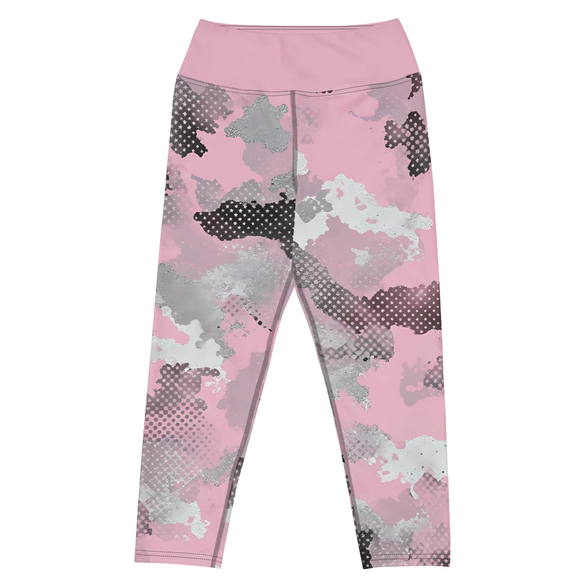 Yoga Capri Leggings Yoga Leggings AwRans Clothing all-over-print-yoga-capri-leggings-white-front-687b4ea631027
