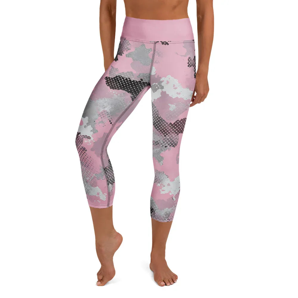Yoga Capri Leggings Yoga Leggings AwRans Clothing all-over-print-yoga-capri-leggings-white-front-687b4ea6312e1