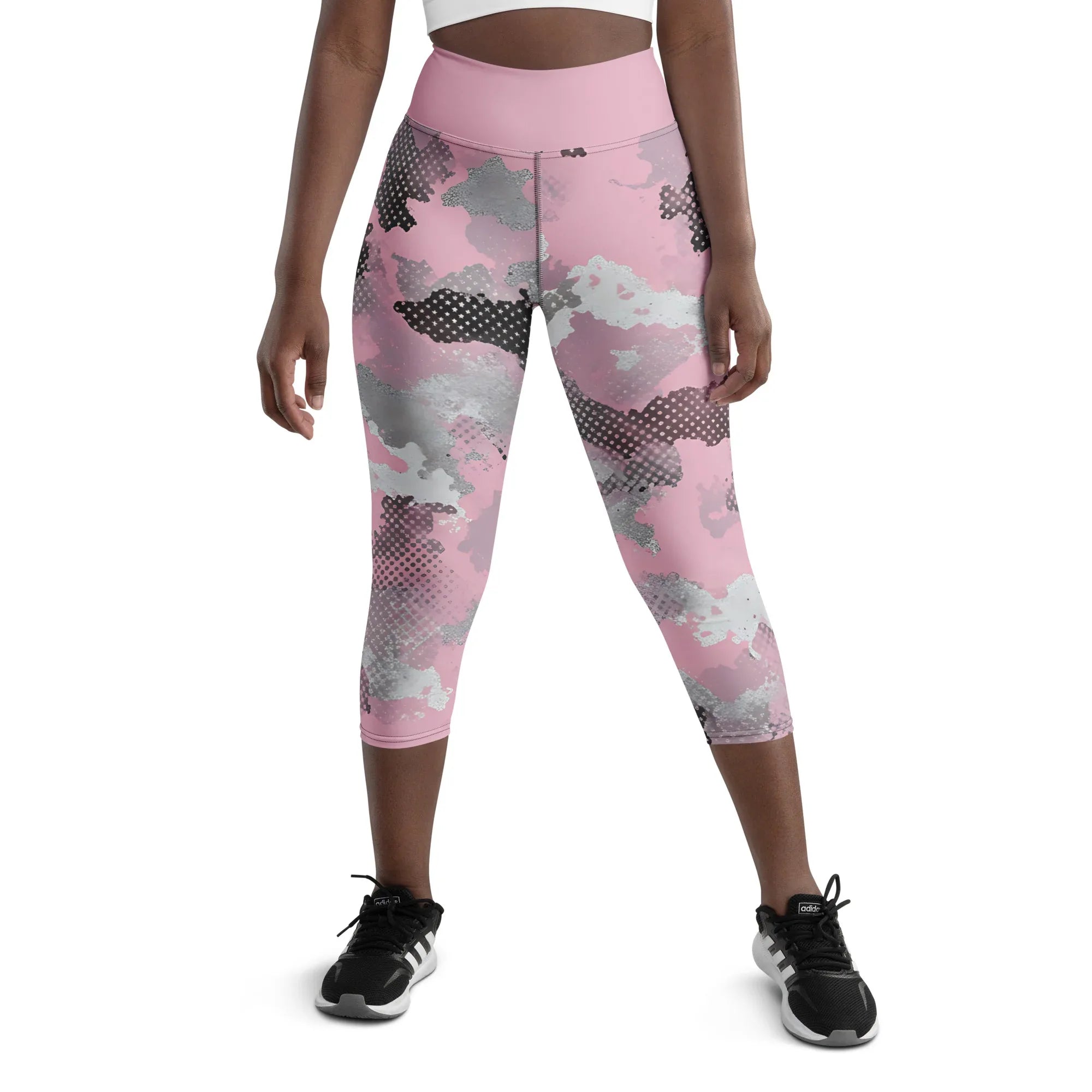 Yoga Capri Leggings Yoga Leggings AwRans Clothing all-over-print-yoga-capri-leggings-white-front-687b4ea63157c