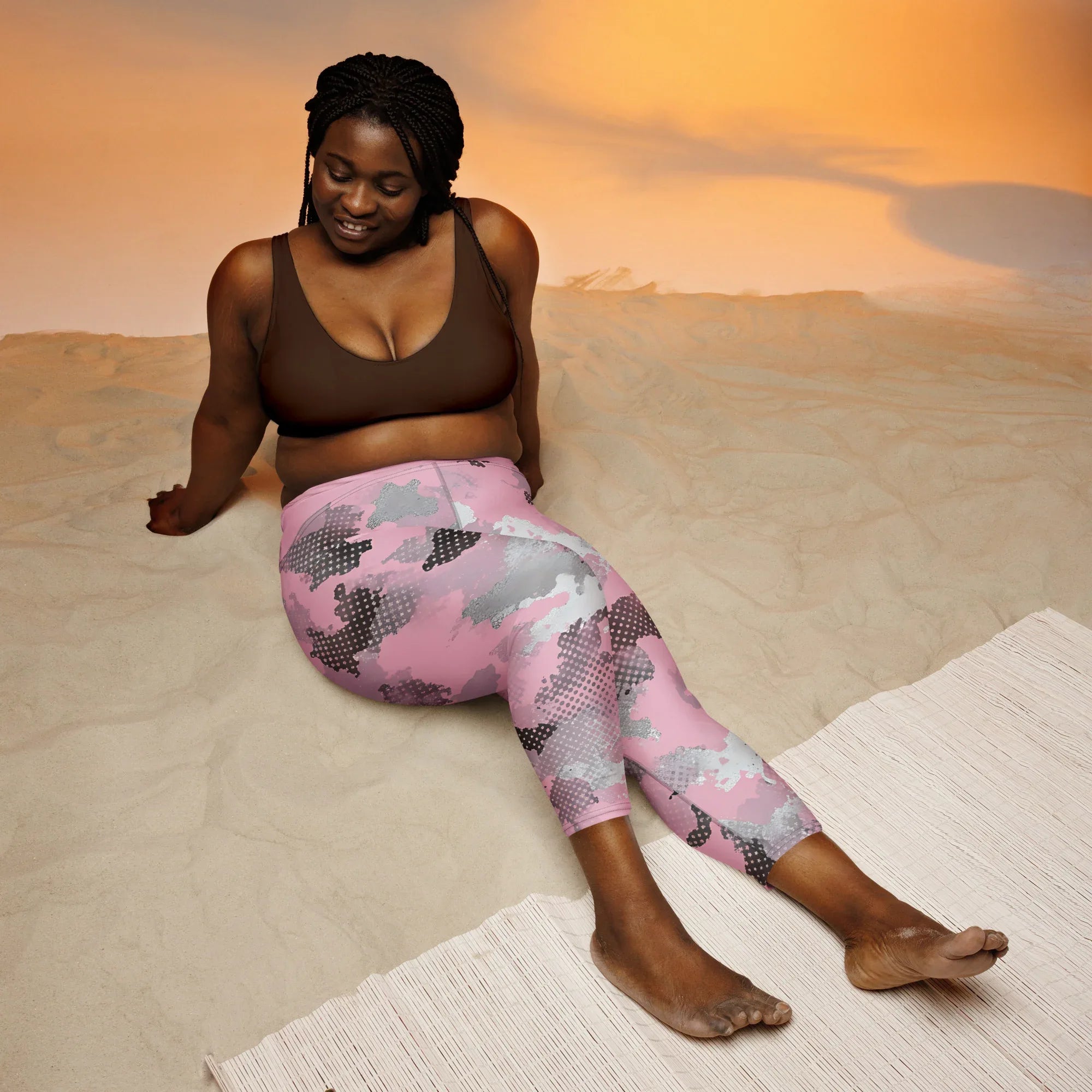 Yoga Capri Leggings Yoga Leggings AwRans Clothing all-over-print-yoga-capri-leggings-white-front-687b4ea631ed2