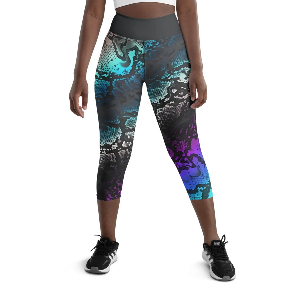 Yoga Capri Leggings Yoga Leggings AwRans Clothing all-over-print-yoga-capri-leggings-white-front-687b4f66ef165