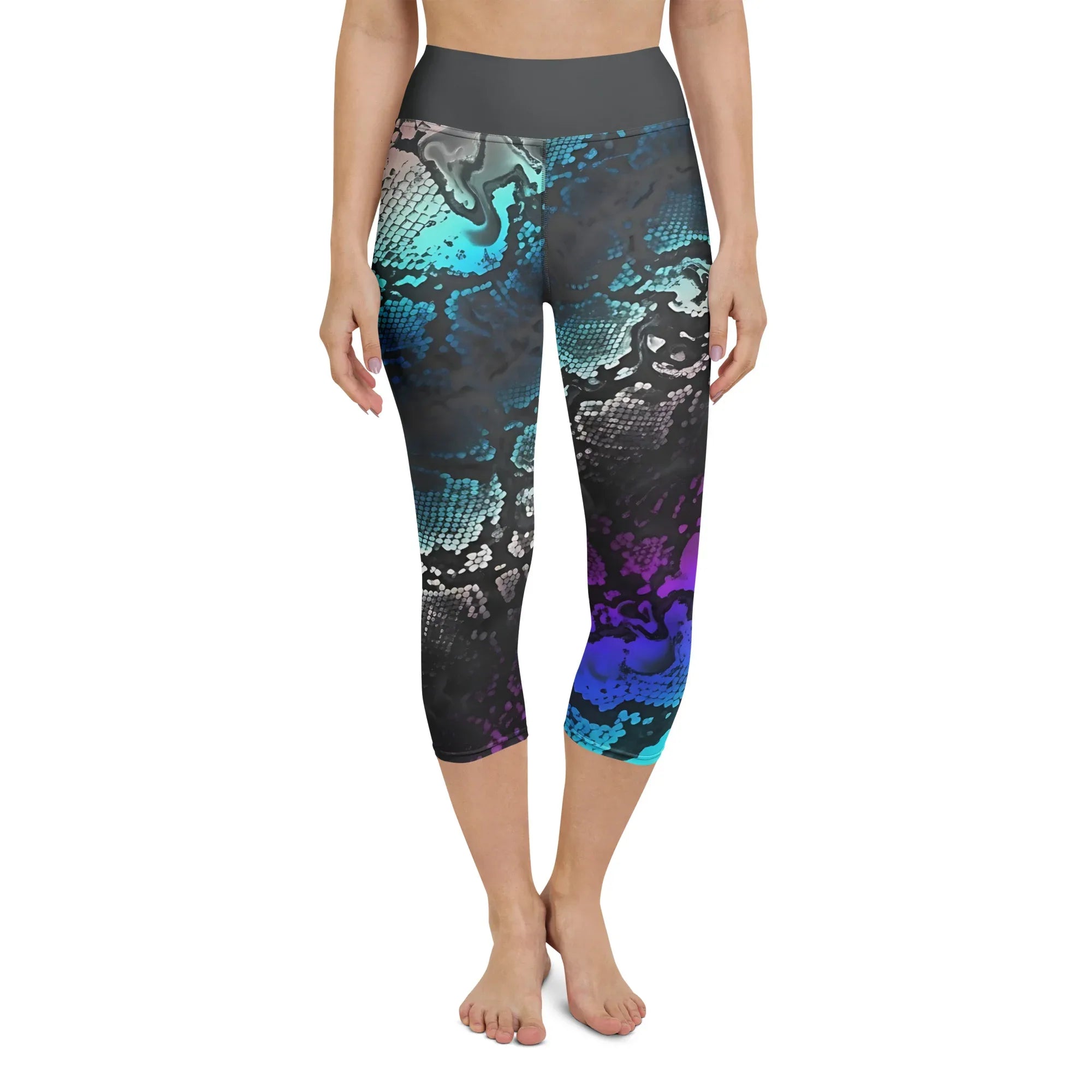 Yoga Capri Leggings Yoga Leggings AwRans Clothing all-over-print-yoga-capri-leggings-white-front-687b4f66ef55b