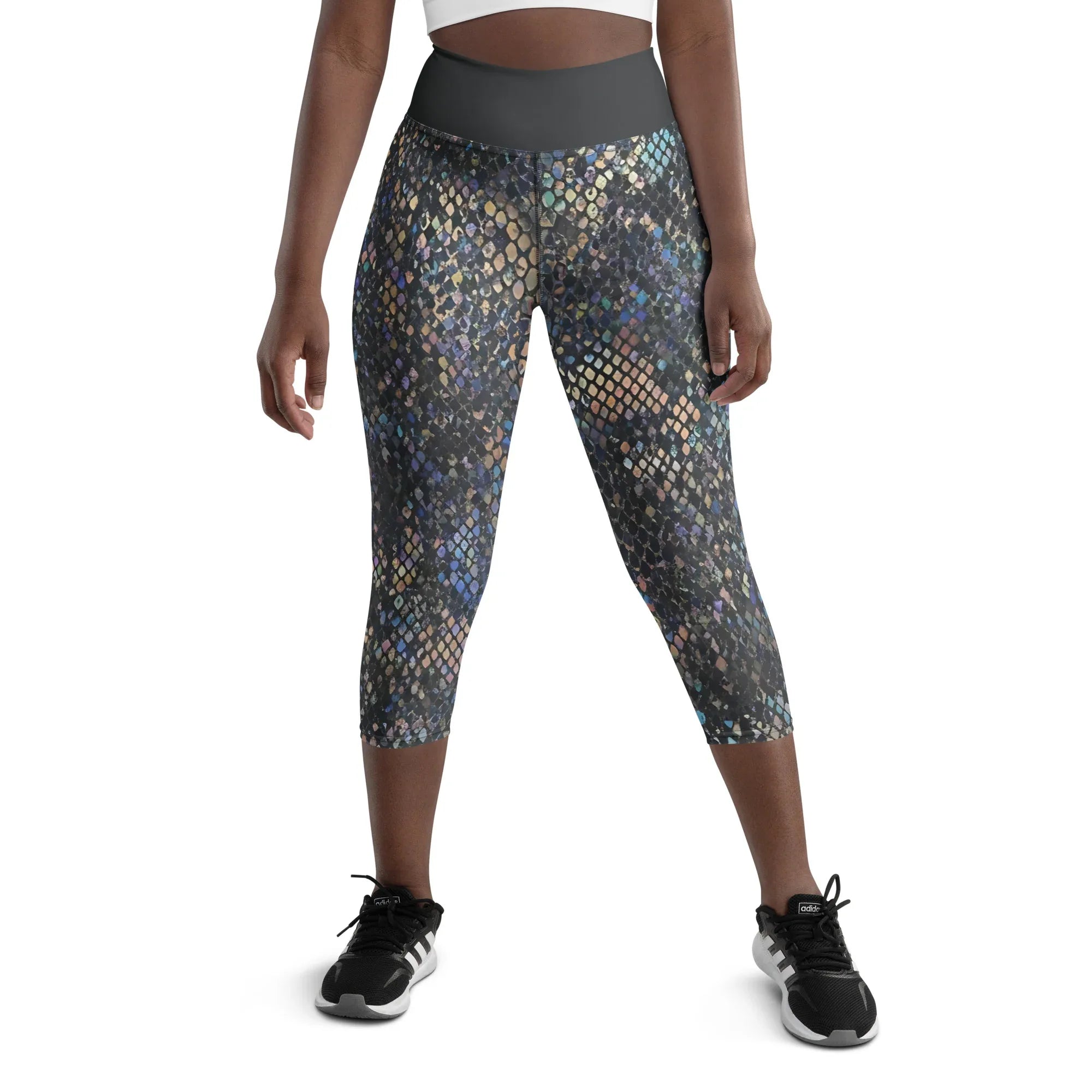 Yoga Capri Leggings Yoga Leggings AwRans Clothing all-over-print-yoga-capri-leggings-white-front-687b57d9502e9
