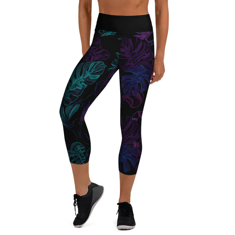 Yoga Capri Leggings XL Yoga Leggings AwRans Clothing all-over-print-yoga-capri-leggings-white-front-687b58e2234ab