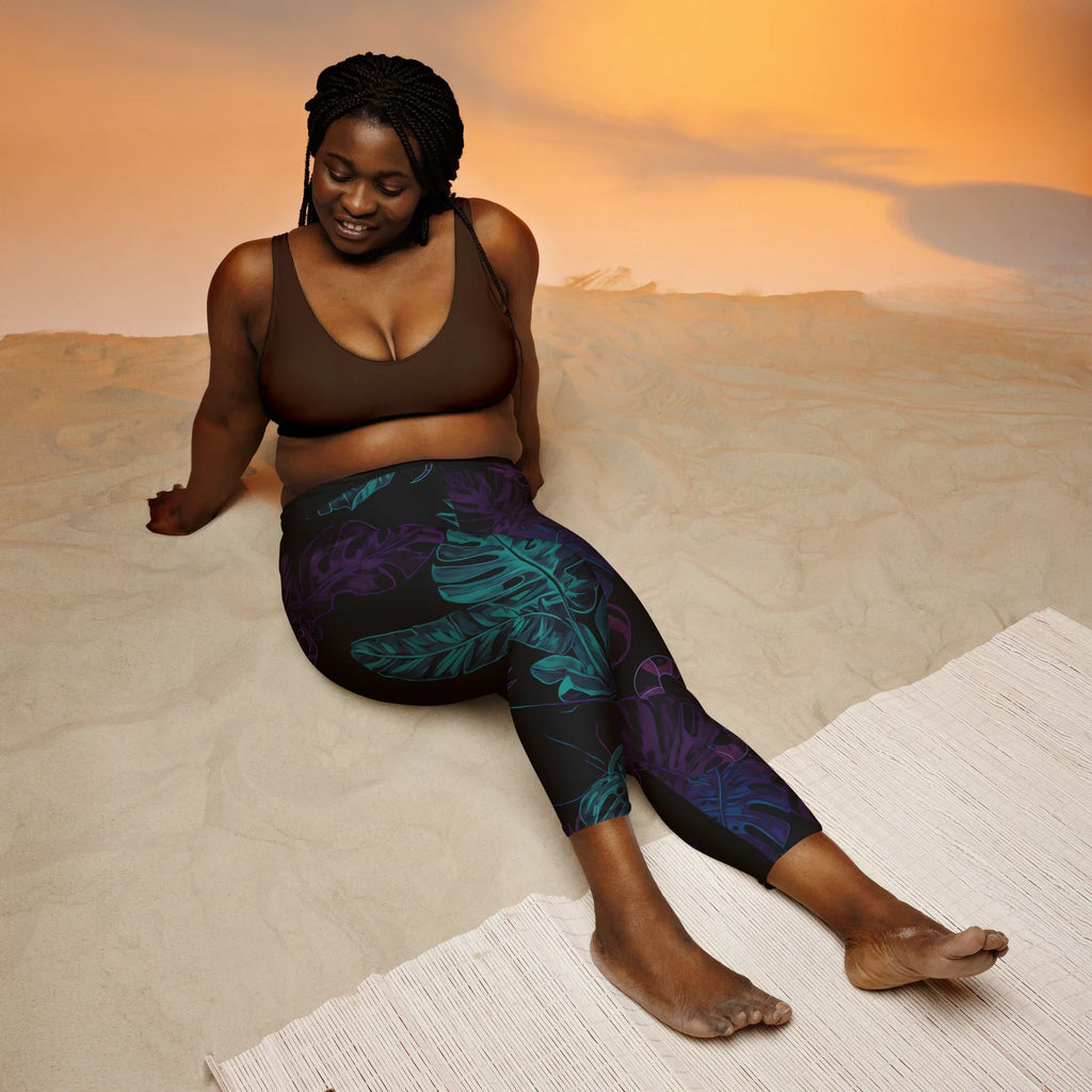 Yoga Capri Leggings Yoga Leggings AwRans Clothing all-over-print-yoga-capri-leggings-white-front-687b58e2247db