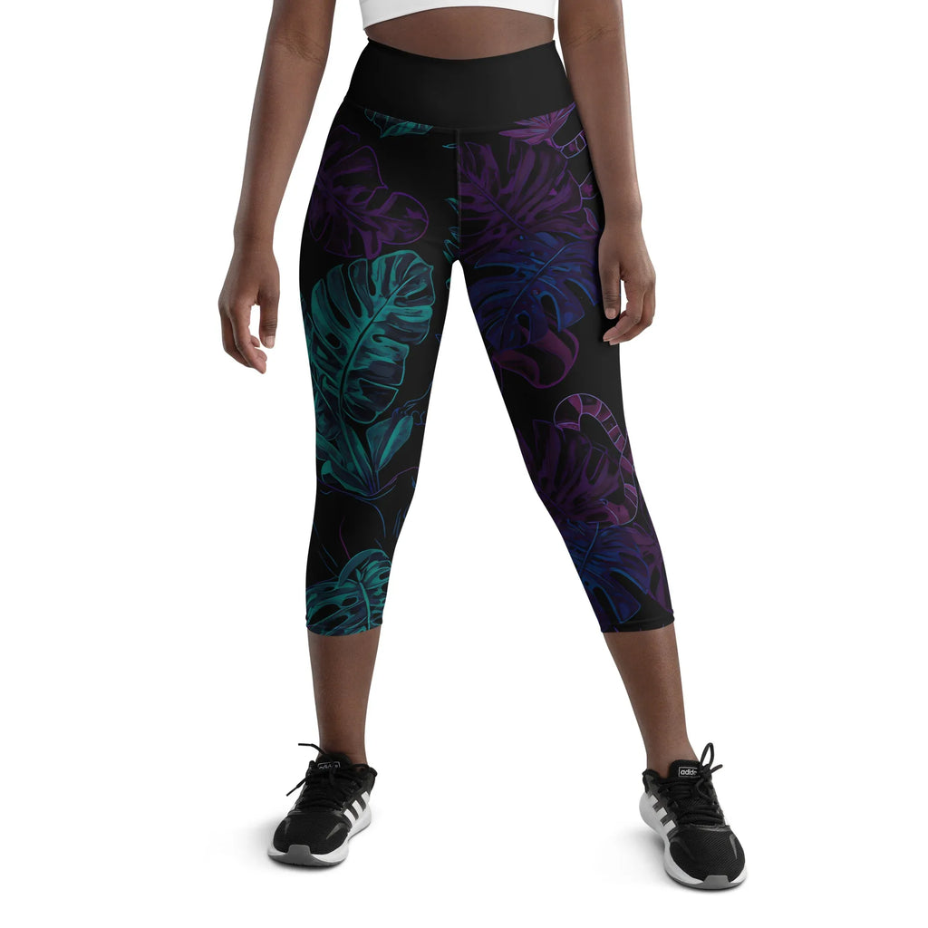Yoga Capri Leggings Yoga Leggings AwRans Clothing all-over-print-yoga-capri-leggings-white-front-687b58e2249e2