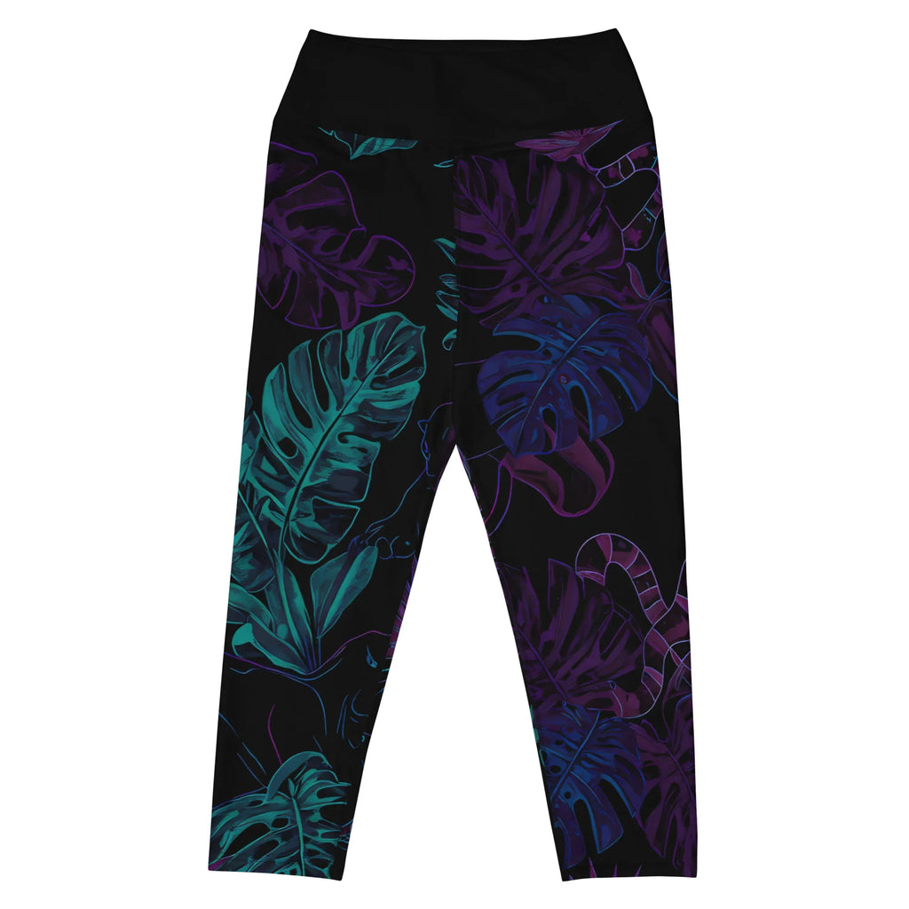 Yoga Capri Leggings Yoga Leggings AwRans Clothing all-over-print-yoga-capri-leggings-white-front-687b58e224be2