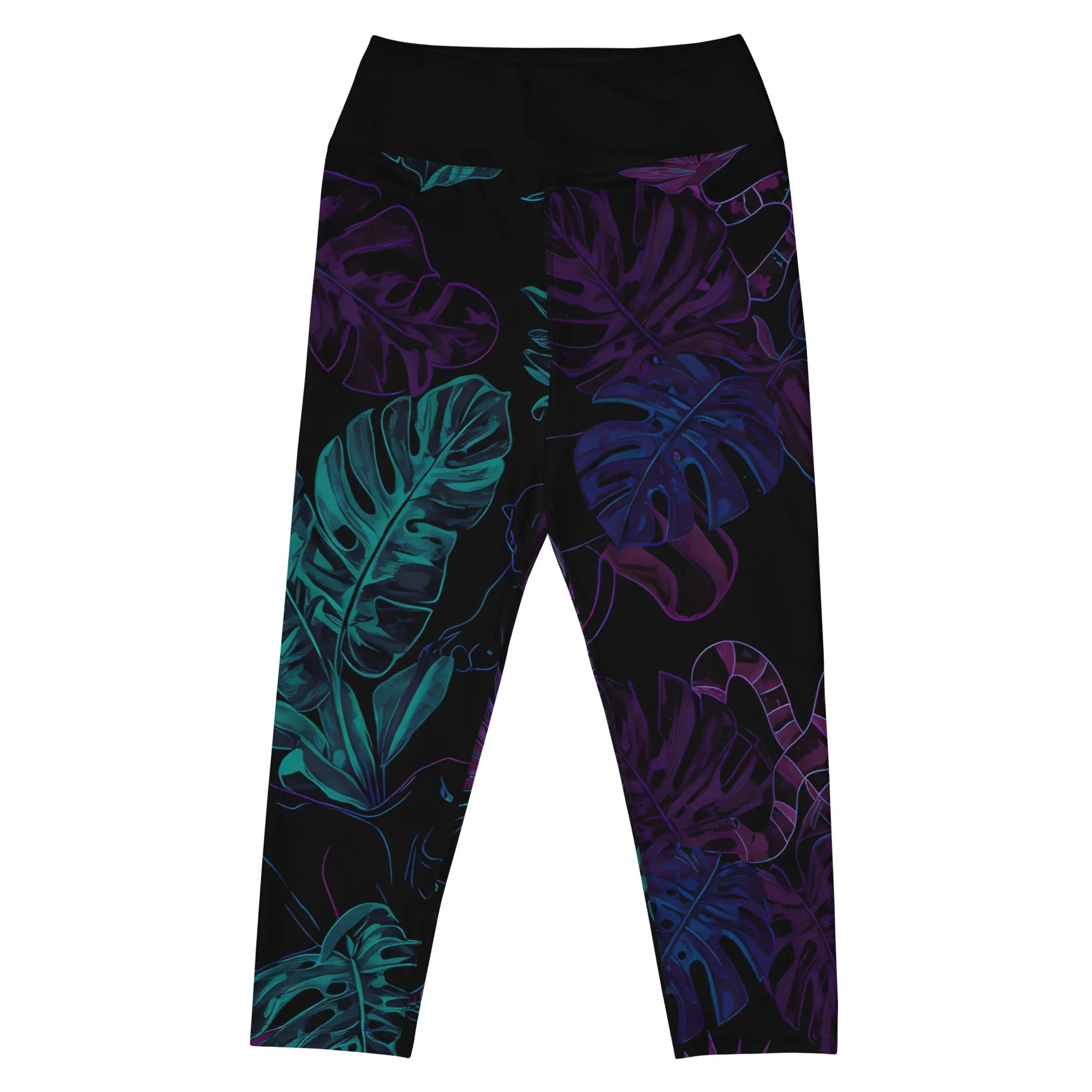 Yoga Capri Leggings Yoga Leggings AwRans Clothing all-over-print-yoga-capri-leggings-white-front-687b58e224be2