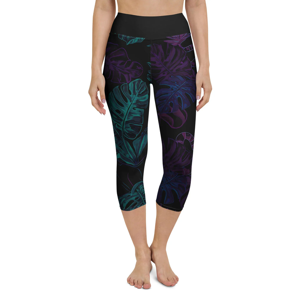 Yoga Capri Leggings Yoga Leggings AwRans Clothing all-over-print-yoga-capri-leggings-white-front-687b58e224dd7