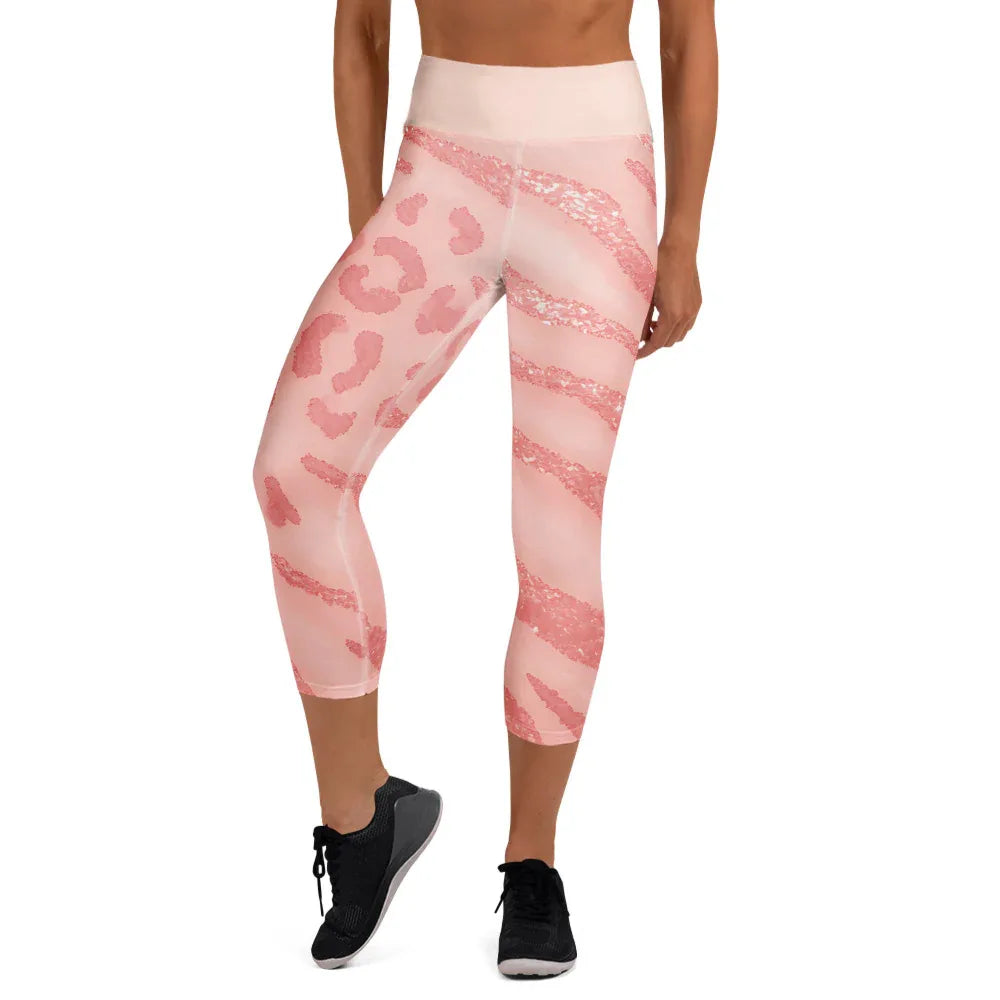 Yoga Capri Leggings XL Yoga Leggings AwRans Clothing all-over-print-yoga-capri-leggings-white-front-687b594f763a2