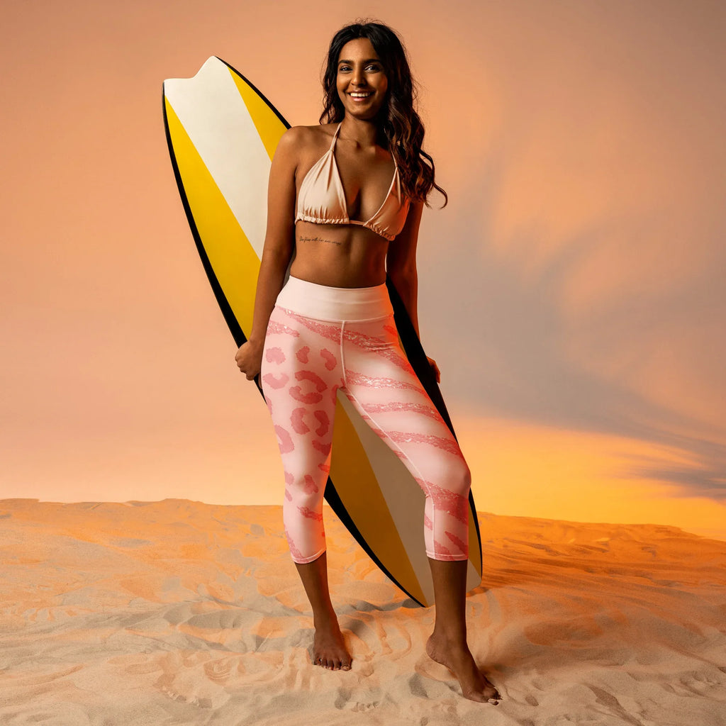 Yoga Capri Leggings Yoga Leggings AwRans Clothing all-over-print-yoga-capri-leggings-white-front-687b594f778f3