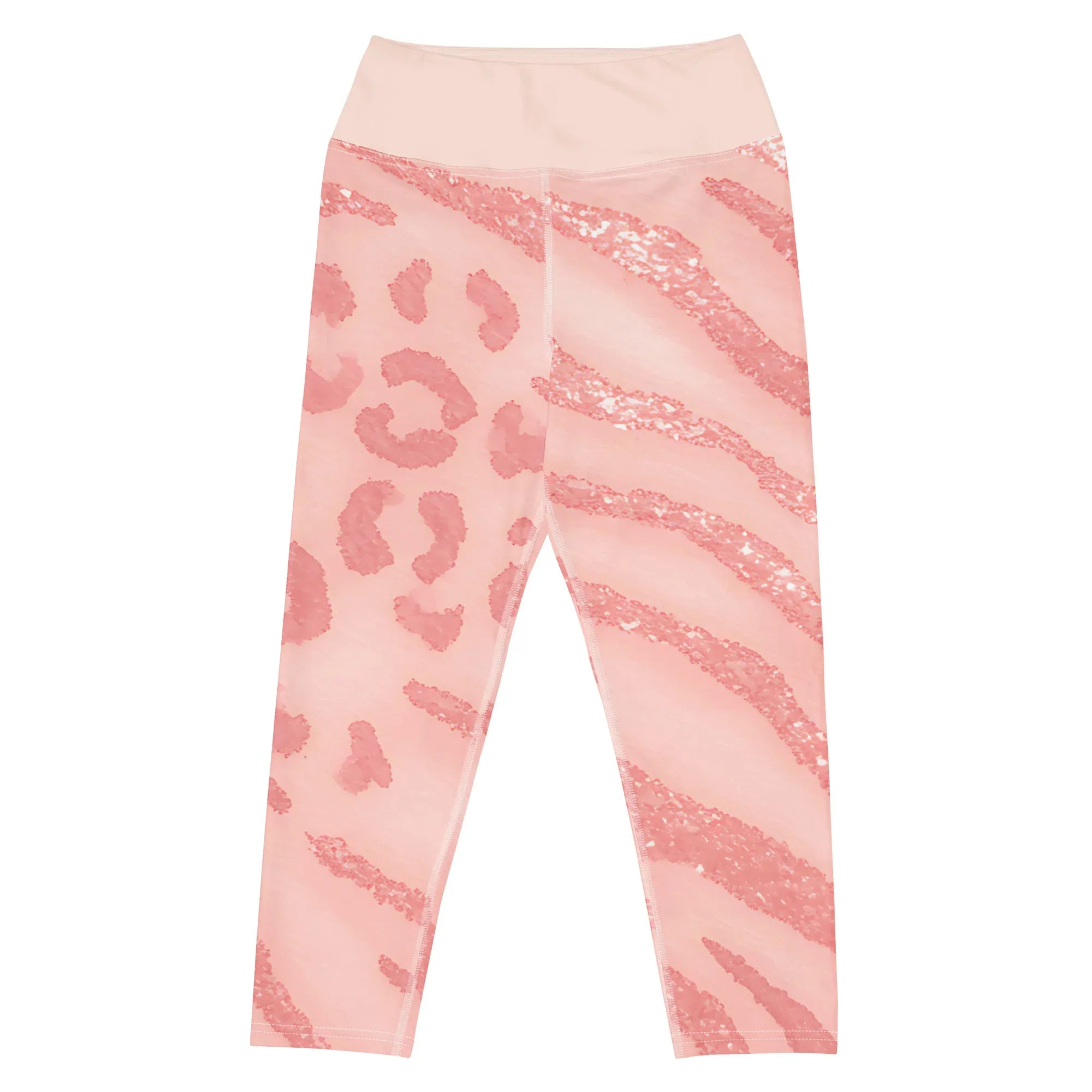 Yoga Capri Leggings Yoga Leggings AwRans Clothing all-over-print-yoga-capri-leggings-white-front-687b594f77bc3
