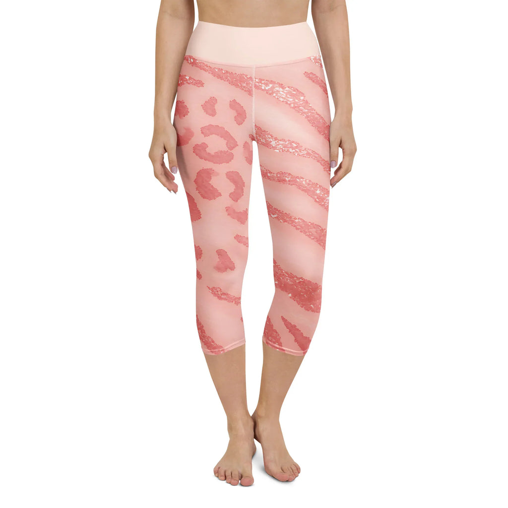 Yoga Capri Leggings Yoga Leggings AwRans Clothing all-over-print-yoga-capri-leggings-white-front-687b594f77ded