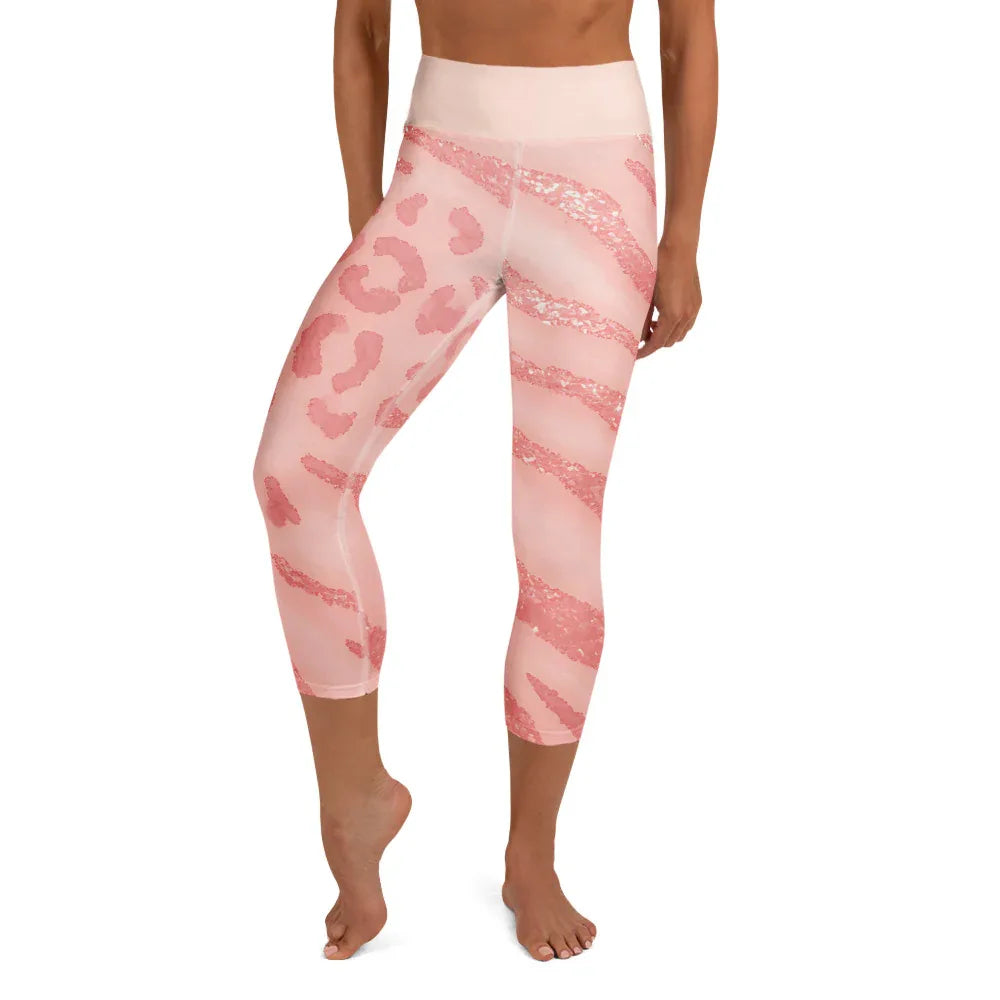 Yoga Capri Leggings Yoga Leggings AwRans Clothing all-over-print-yoga-capri-leggings-white-front-687b594f77f47