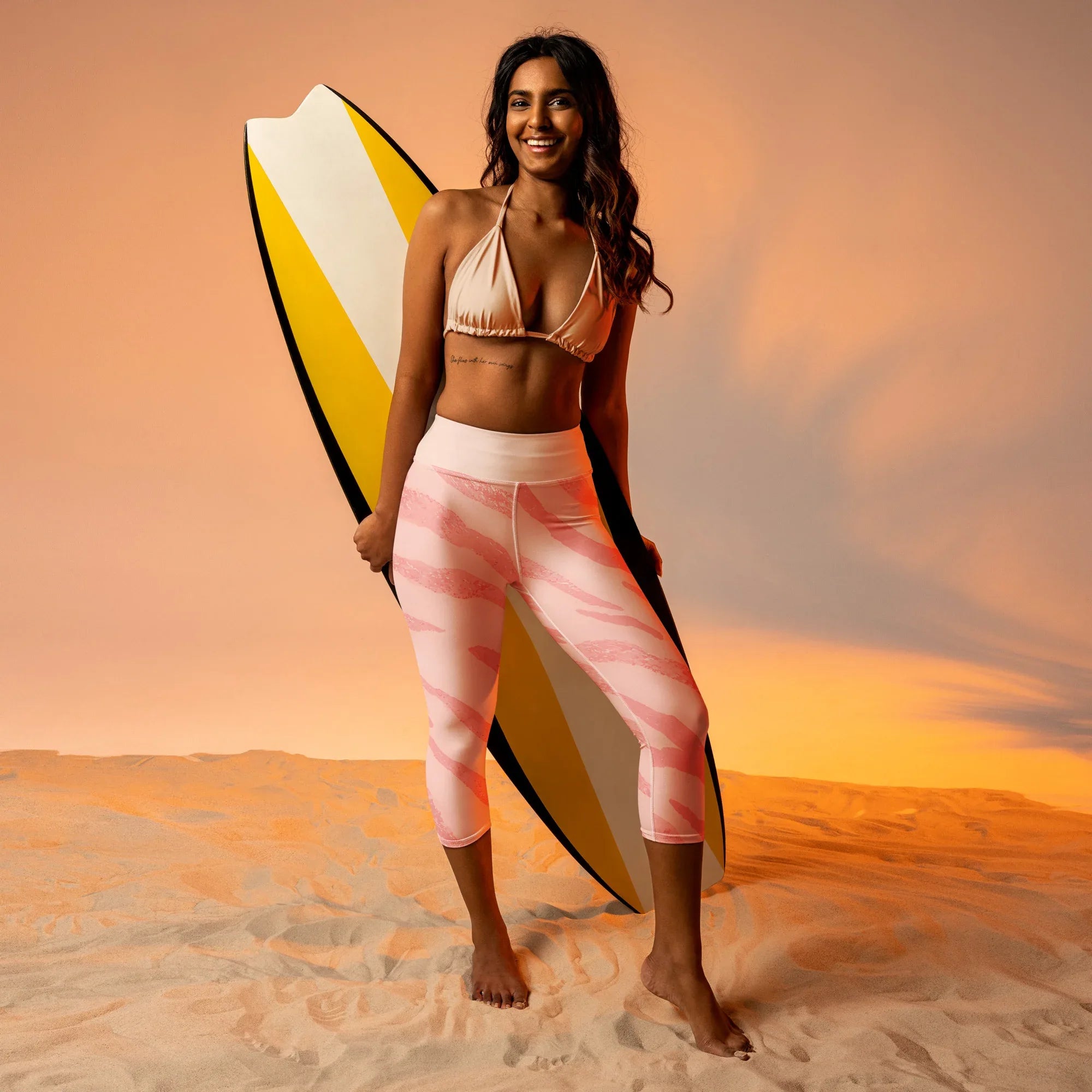 Yoga Capri Leggings Yoga Leggings AwRans Clothing all-over-print-yoga-capri-leggings-white-front-687b5a651c75f