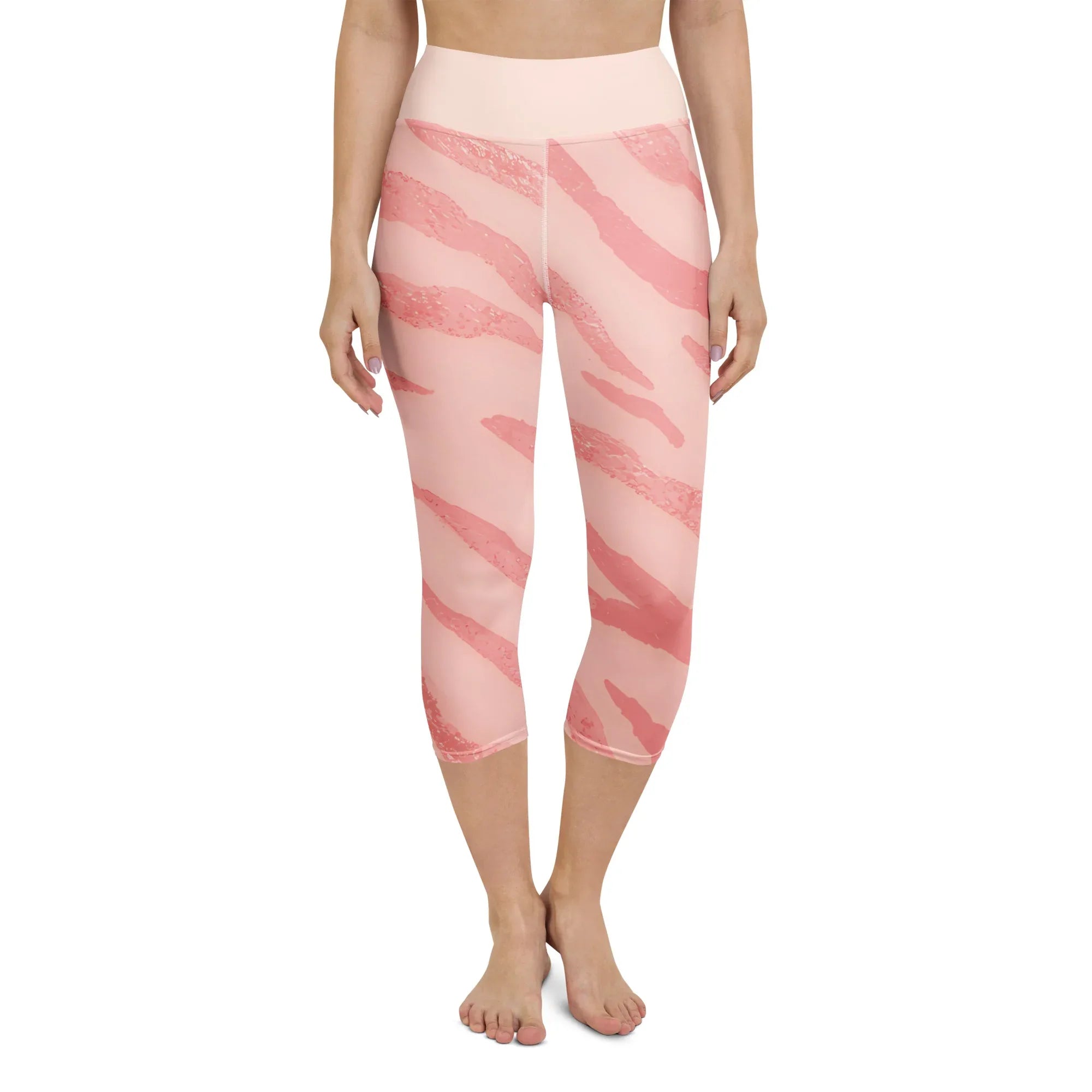 Yoga Capri Leggings Yoga Leggings AwRans Clothing all-over-print-yoga-capri-leggings-white-front-687b5a651d090
