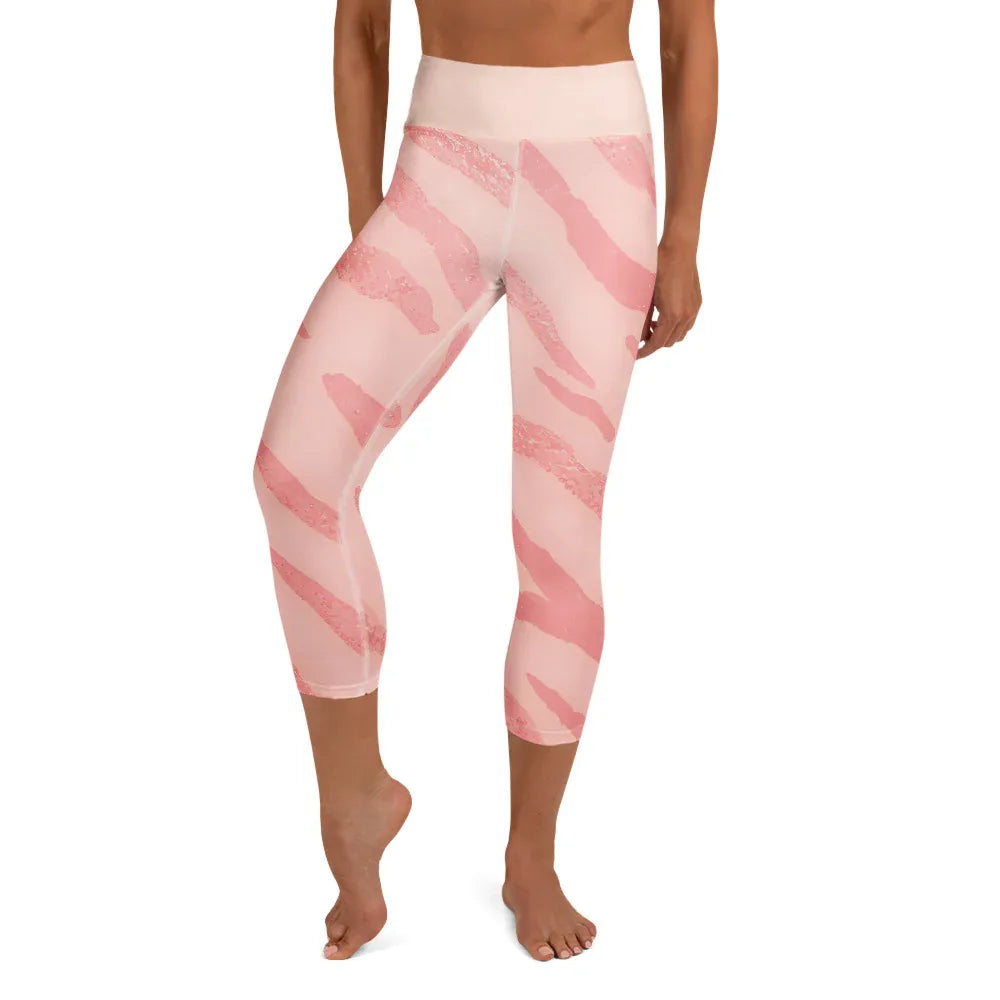 Yoga Capri Leggings Yoga Leggings AwRans Clothing all-over-print-yoga-capri-leggings-white-front-687b5a651d317