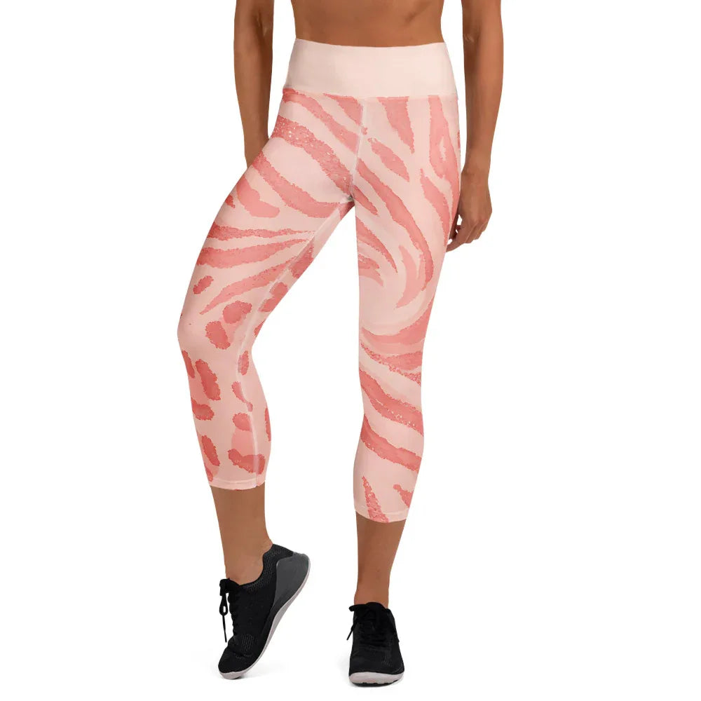 Yoga Capri Leggings XL Yoga Leggings AwRans Clothing all-over-print-yoga-capri-leggings-white-front-687b5b48402de