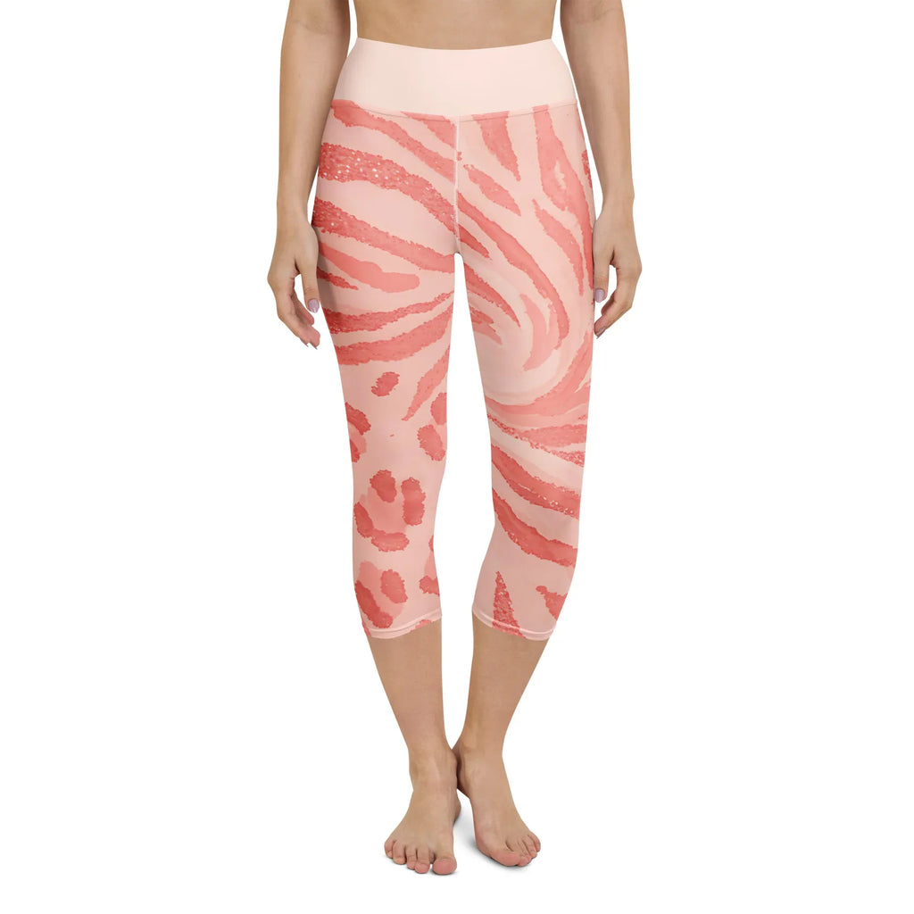 Yoga Capri Leggings Yoga Leggings AwRans Clothing all-over-print-yoga-capri-leggings-white-front-687b5b4841df0