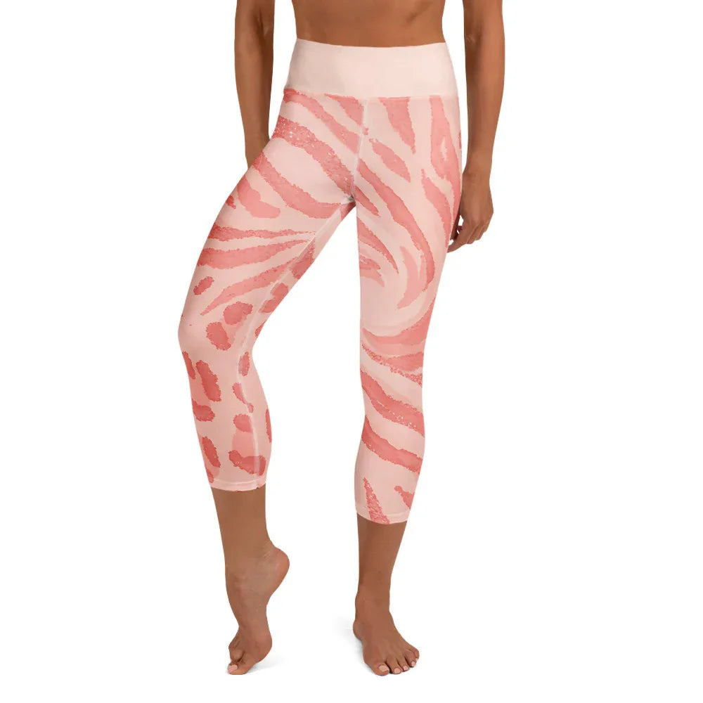Yoga Capri Leggings Yoga Leggings AwRans Clothing all-over-print-yoga-capri-leggings-white-front-687b5b4841f4d