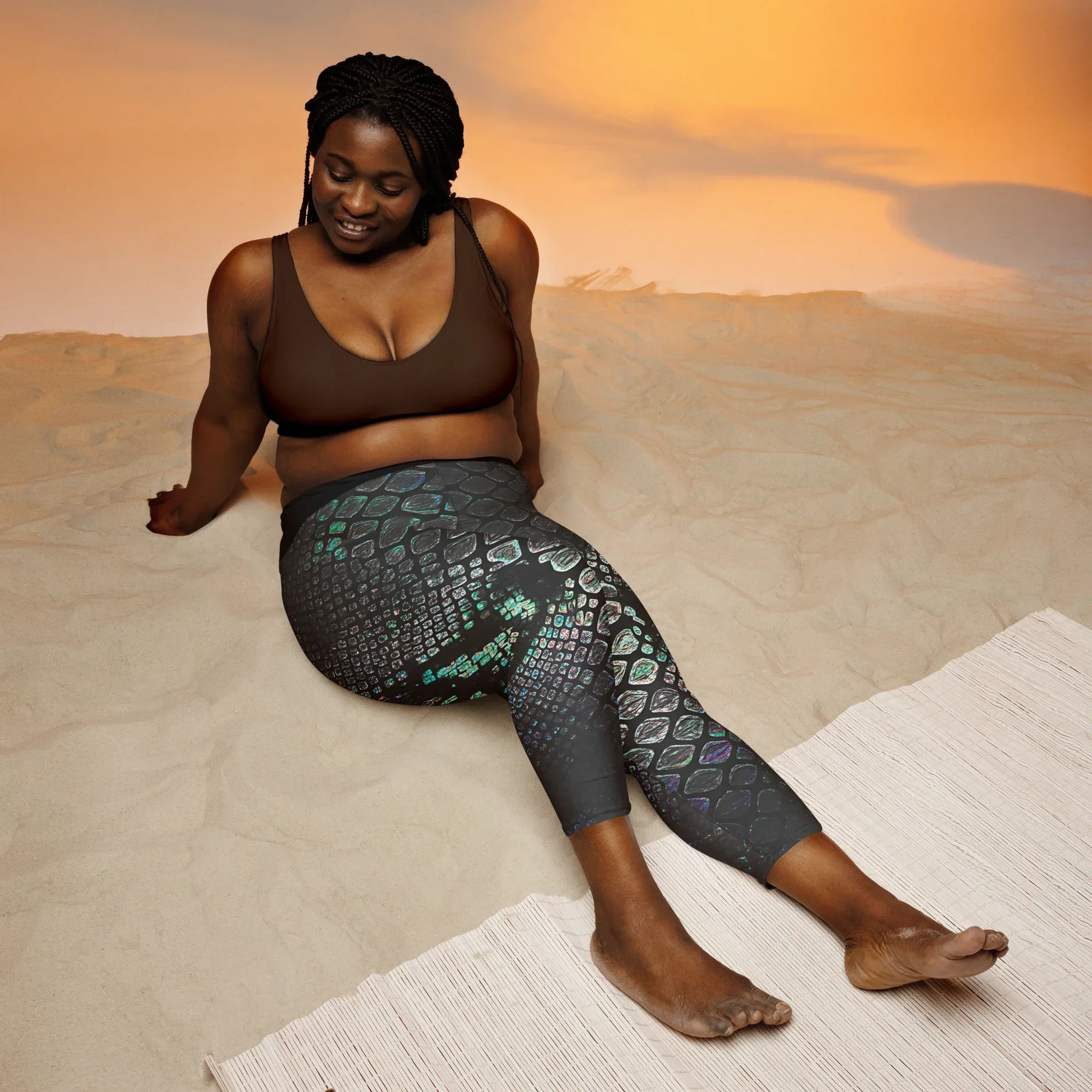 Yoga Capri Leggings Yoga Leggings AwRans Clothing all-over-print-yoga-capri-leggings-white-front-687b5e77693f3