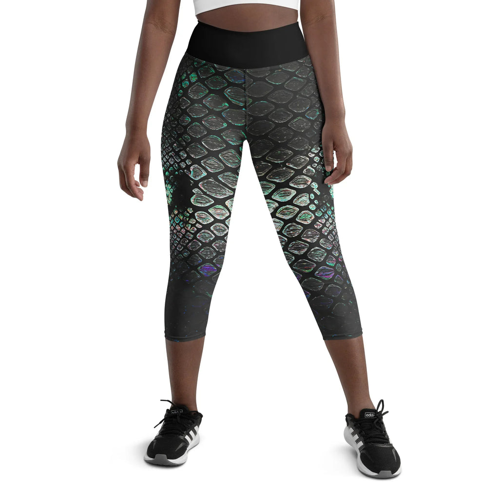 Yoga Capri Leggings Yoga Leggings AwRans Clothing all-over-print-yoga-capri-leggings-white-front-687b5e7769617