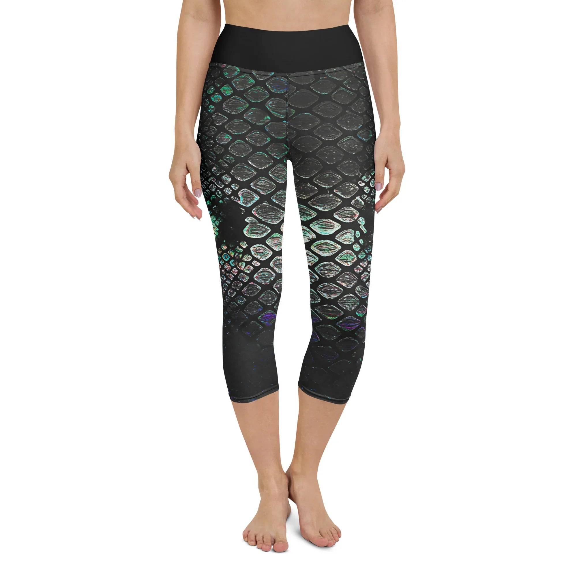 Yoga Capri Leggings Yoga Leggings AwRans Clothing all-over-print-yoga-capri-leggings-white-front-687b5e7769a4f