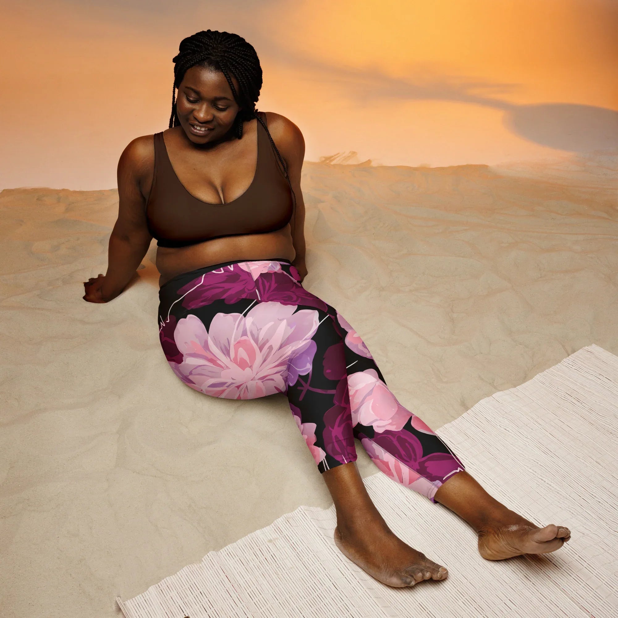 Yoga Capri Leggings Yoga Leggings AwRans Clothing all-over-print-yoga-capri-leggings-white-front-687b6031a7467