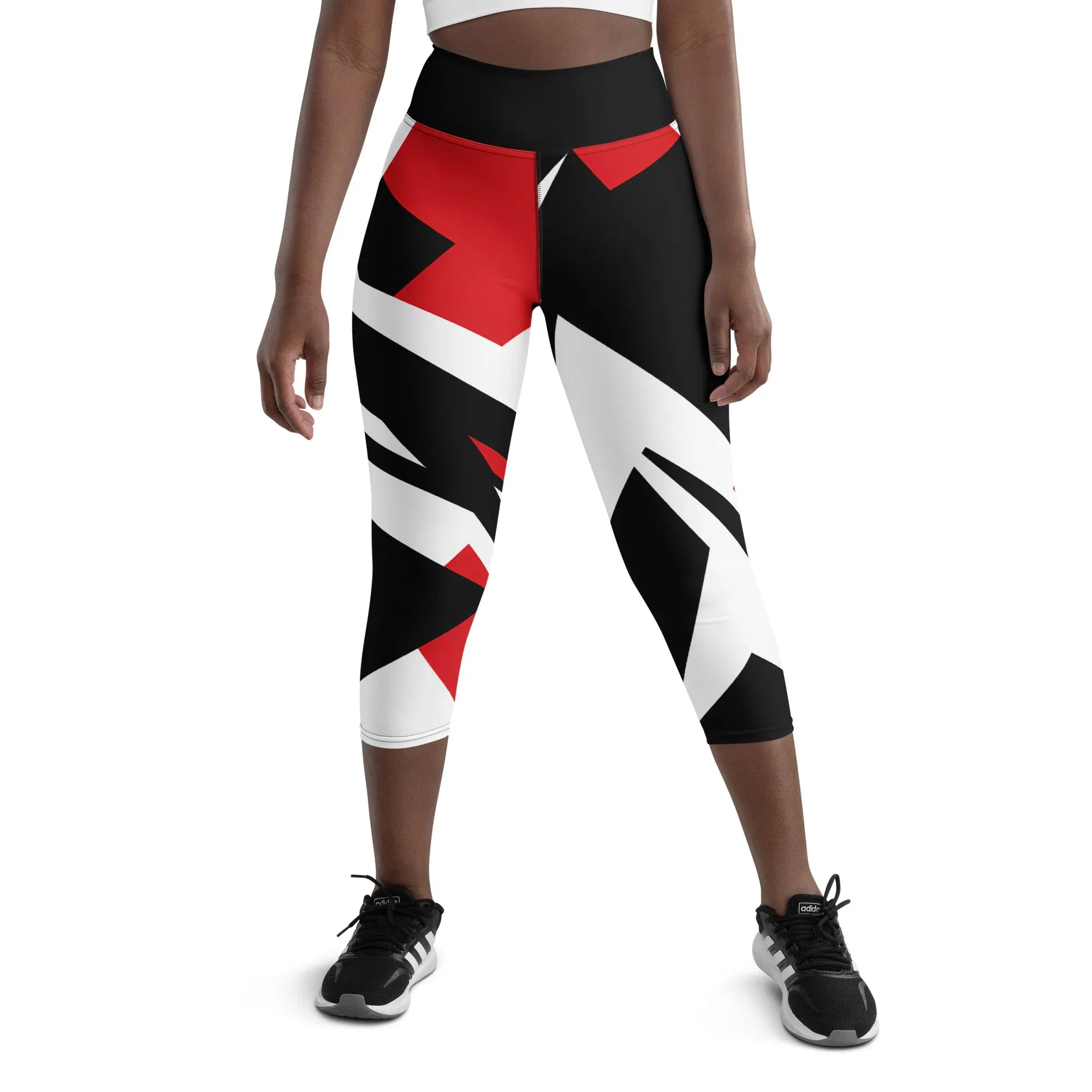 Yoga Capri Leggings Yoga Leggings AwRans Clothing all-over-print-yoga-capri-leggings-white-front-687b670f30081