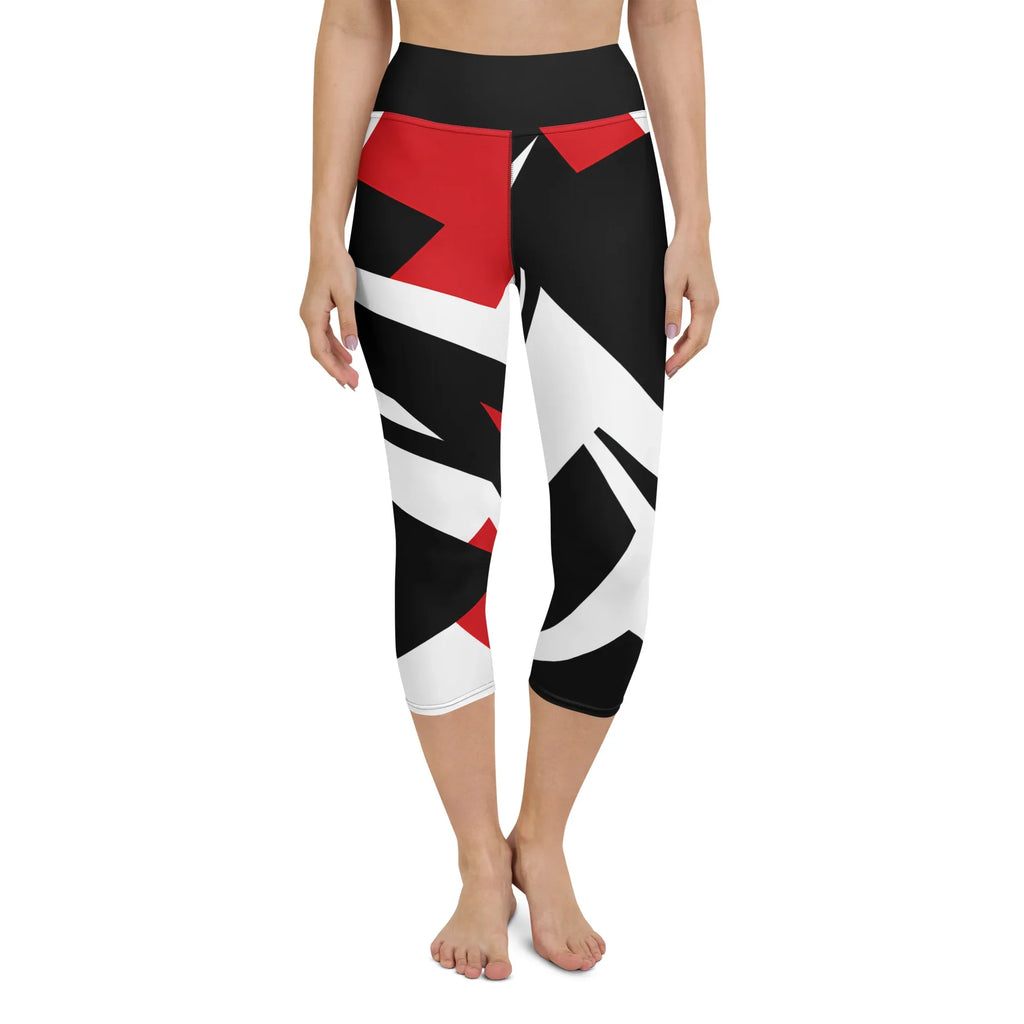 Yoga Capri Leggings Yoga Leggings AwRans Clothing all-over-print-yoga-capri-leggings-white-front-687b670f30827