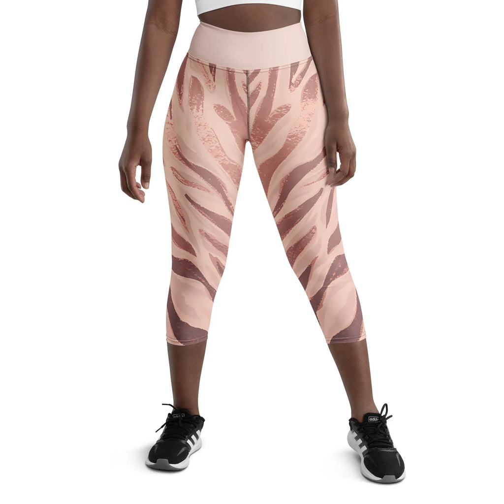 Yoga Capri Leggings Yoga Leggings AwRans Clothing all-over-print-yoga-capri-leggings-white-front-687da0d9af230