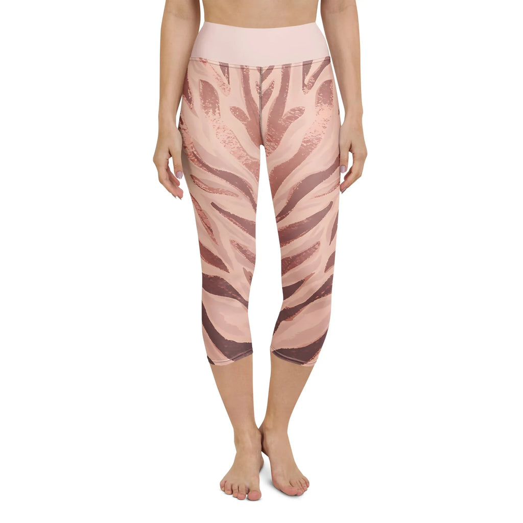 Yoga Capri Leggings Yoga Leggings AwRans Clothing all-over-print-yoga-capri-leggings-white-front-687da0d9af673