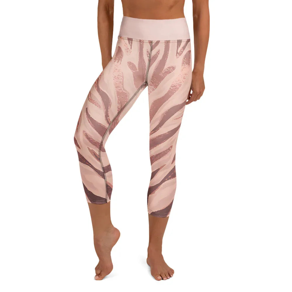 Yoga Capri Leggings Yoga Leggings AwRans Clothing all-over-print-yoga-capri-leggings-white-front-687da0d9af7f4