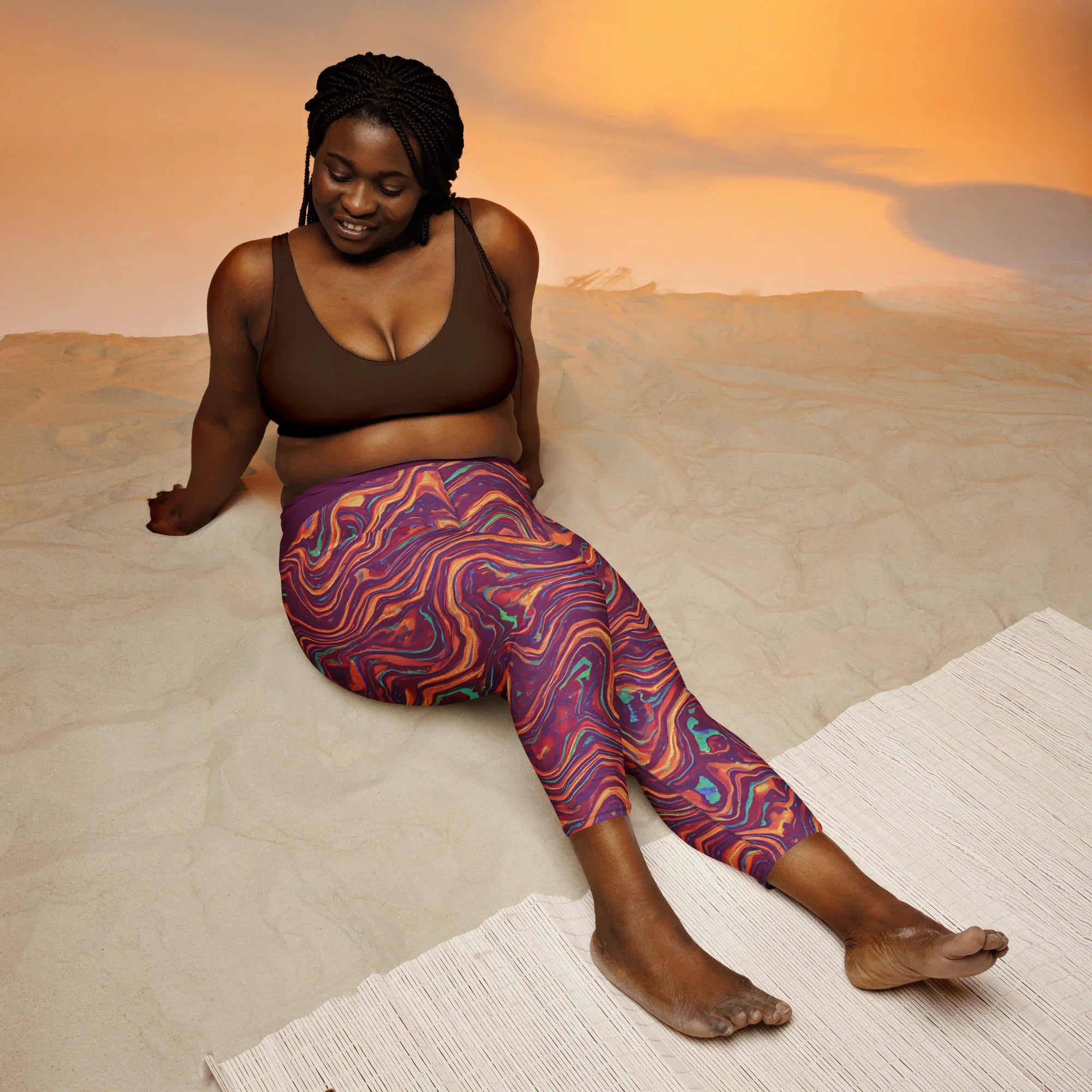 Yoga Capri Leggings Yoga Leggings AwRans Clothing all-over-print-yoga-capri-leggings-white-front-687db3b5d5bdf