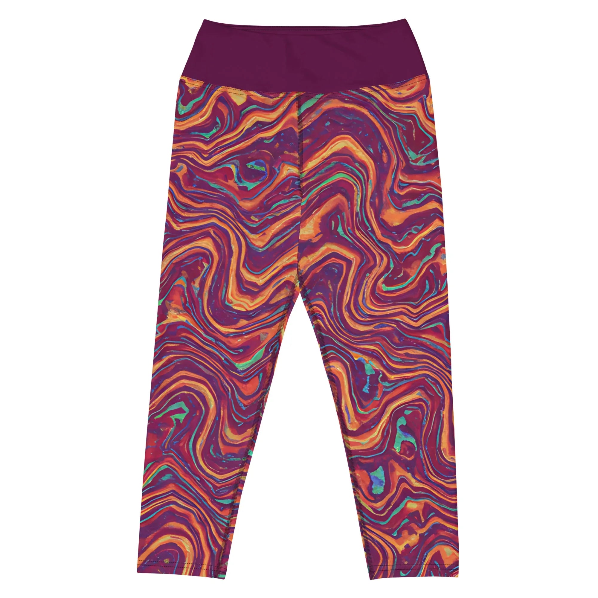 Yoga Capri Leggings Yoga Leggings AwRans Clothing all-over-print-yoga-capri-leggings-white-front-687db3b5d5fe2