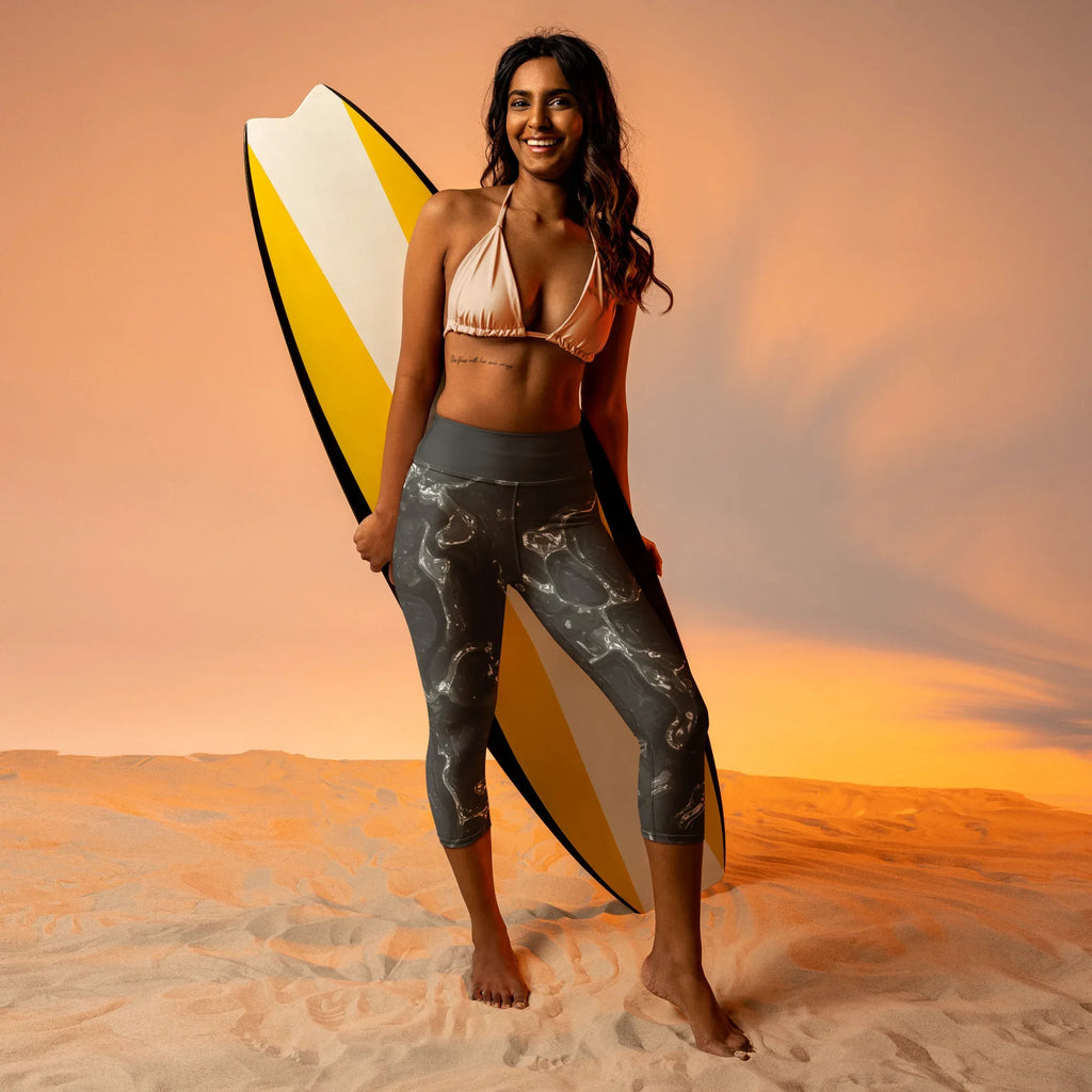 Yoga Capri Leggings Yoga Leggings AwRans Clothing all-over-print-yoga-capri-leggings-white-front-687db3e786b50