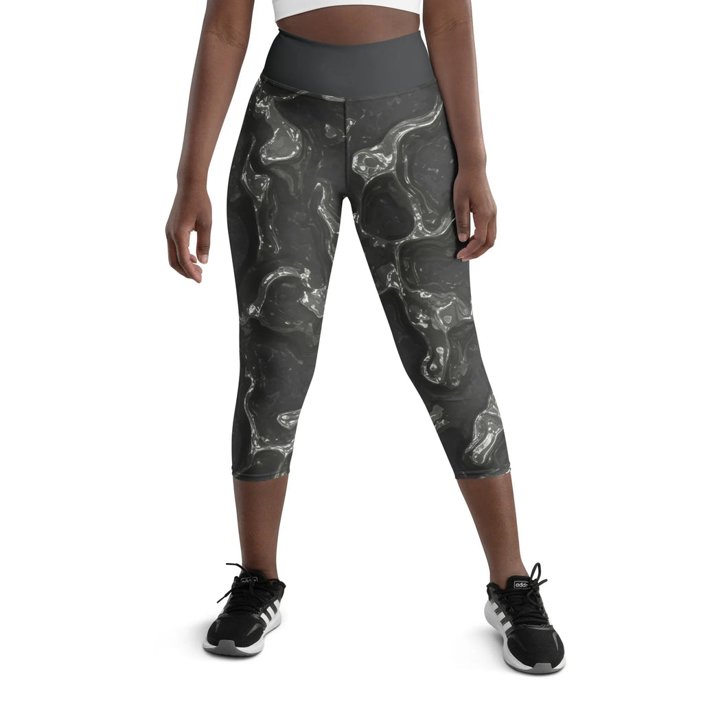 Yoga Capri Leggings Yoga Leggings AwRans Clothing all-over-print-yoga-capri-leggings-white-front-687db3e786c03