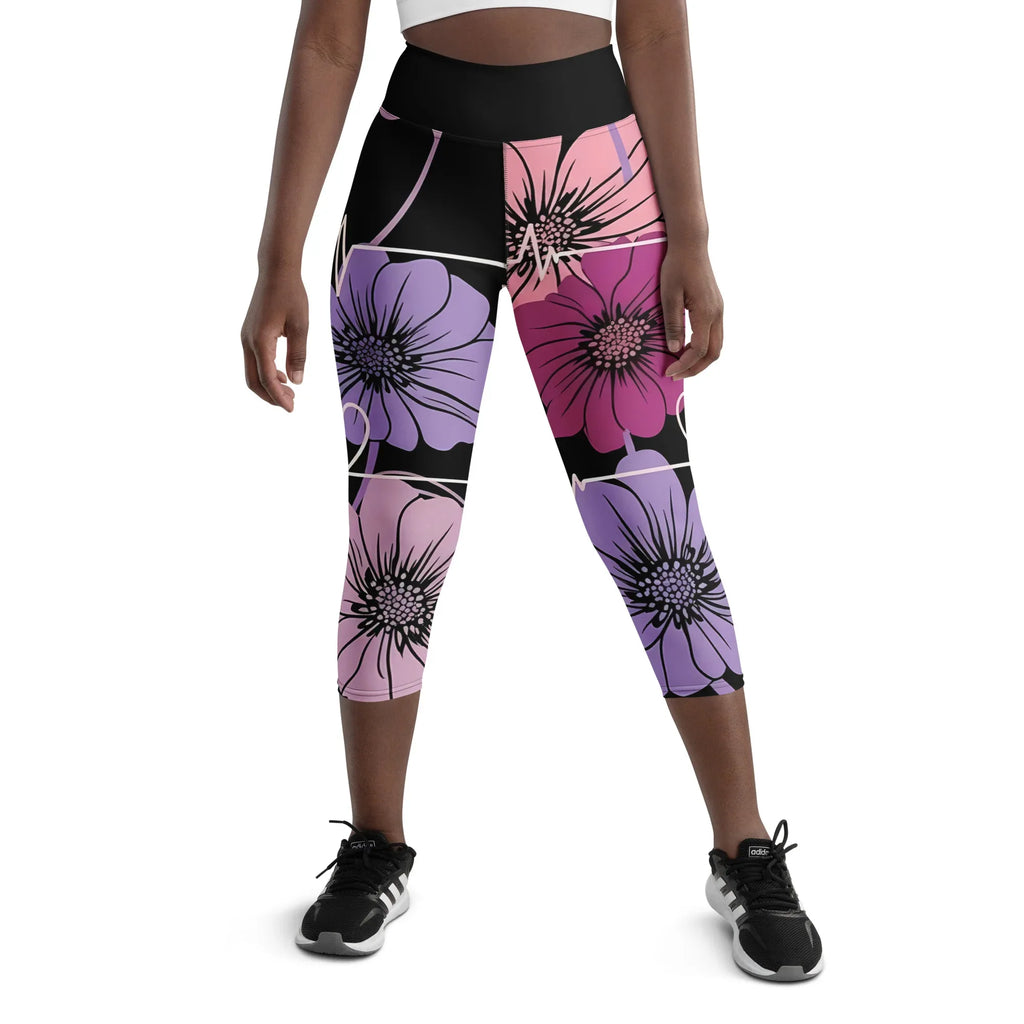 Yoga Capri Leggings Yoga Leggings AwRans Clothing all-over-print-yoga-capri-leggings-white-front-687db41dddc56