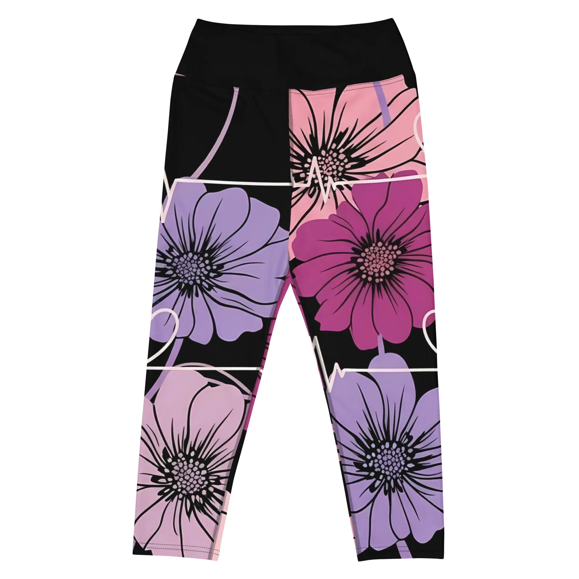 Yoga Capri Leggings Yoga Leggings AwRans Clothing all-over-print-yoga-capri-leggings-white-front-687db41dde082