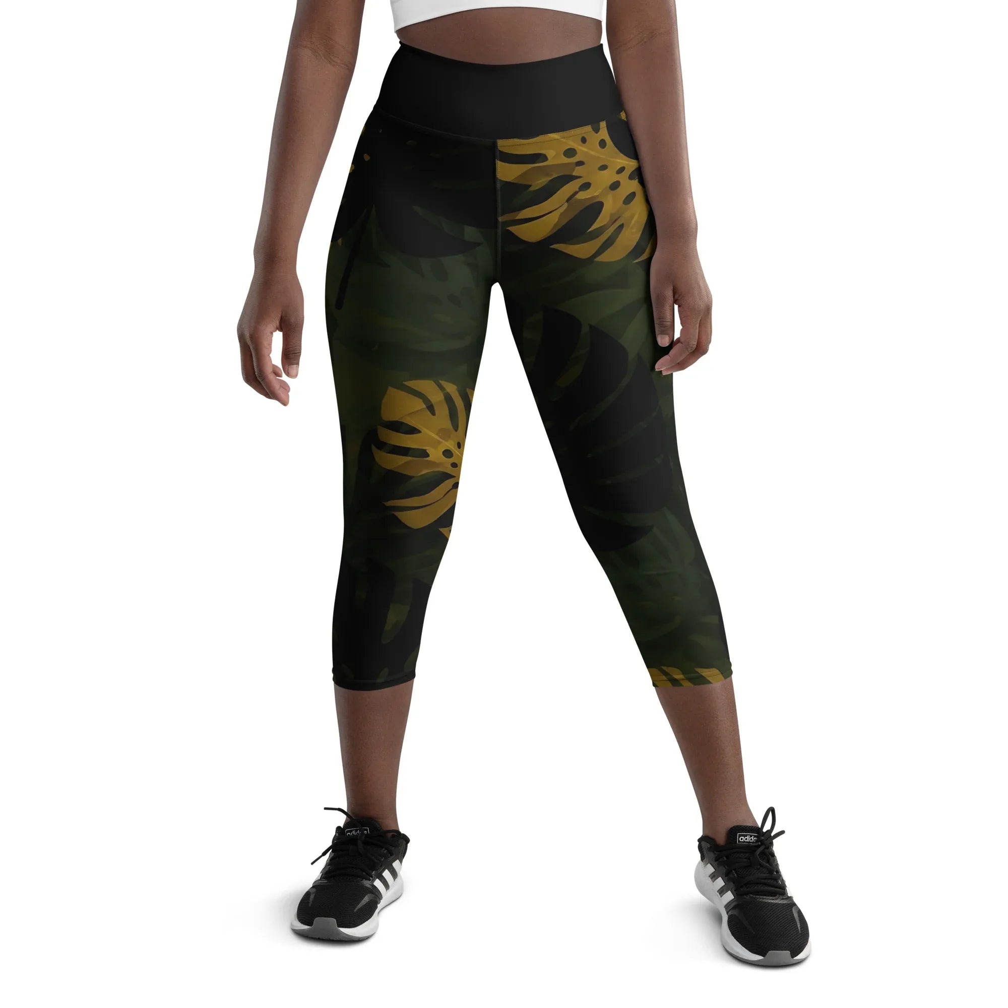 Yoga Capri Leggings Yoga Leggings AwRans Clothing all-over-print-yoga-capri-leggings-white-front-687db452eae25