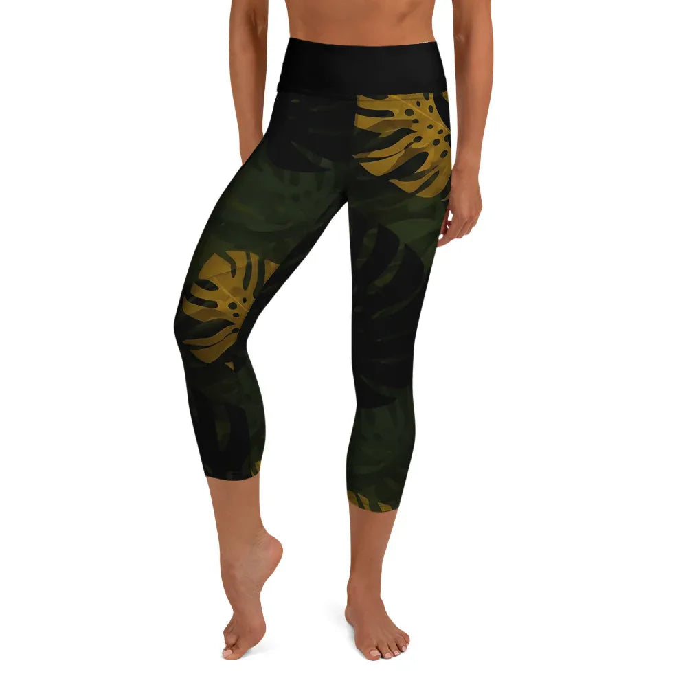 Yoga Capri Leggings Yoga Leggings AwRans Clothing all-over-print-yoga-capri-leggings-white-front-687db452eb364