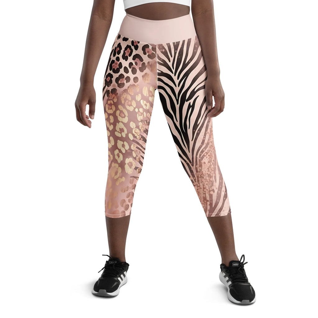 Yoga Capri Leggings Yoga Leggings AwRans Clothing all-over-print-yoga-capri-leggings-white-front-687db489be6f2