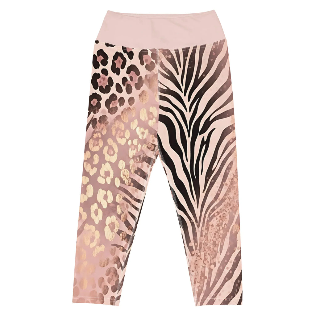 Yoga Capri Leggings Yoga Leggings AwRans Clothing all-over-print-yoga-capri-leggings-white-front-687db489beb16