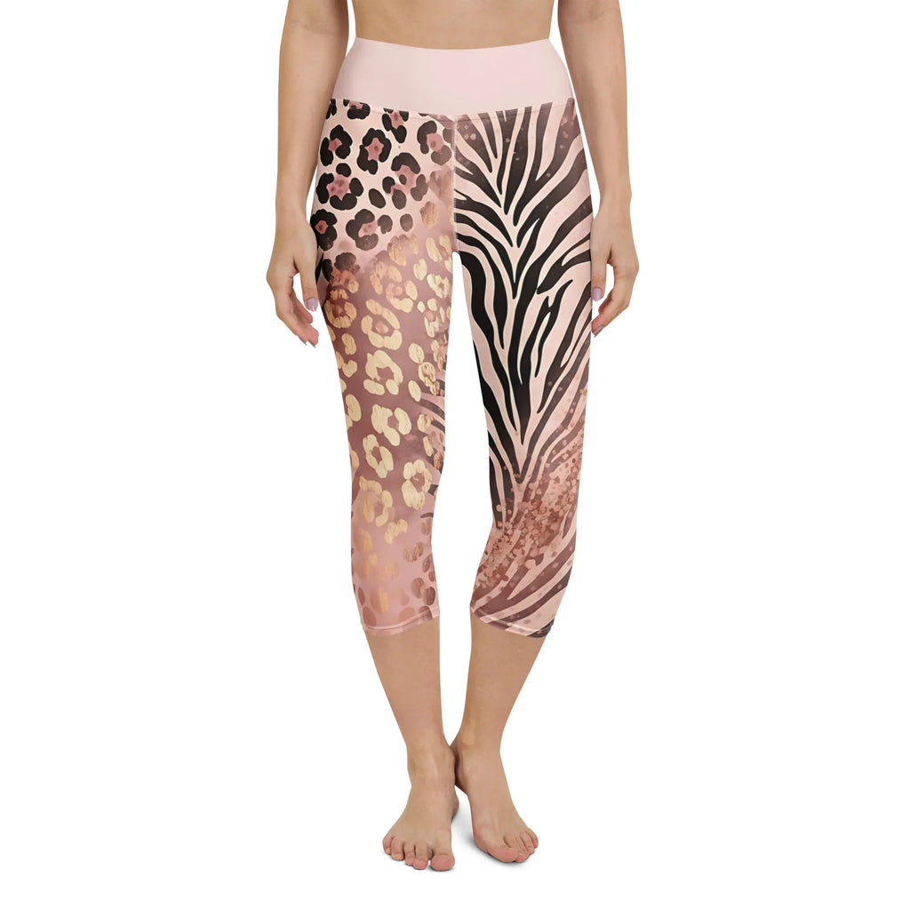 Yoga Capri Leggings Yoga Leggings AwRans Clothing all-over-print-yoga-capri-leggings-white-front-687db489beeba